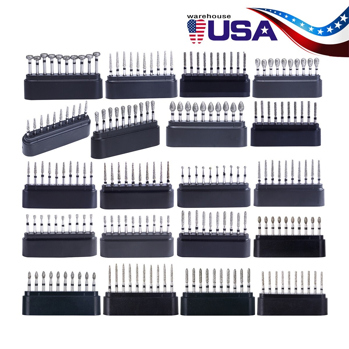10pcs AZDENT Dental FG Diamond Burs Drill Kit FG 1.6mm for High Speed Handpiece