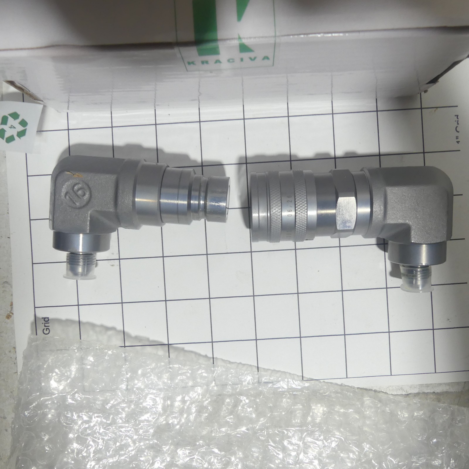 3/8″ Flat Face Hydraulic Quick Connect Coupler Set 90 Degree Skid Steer, etc…