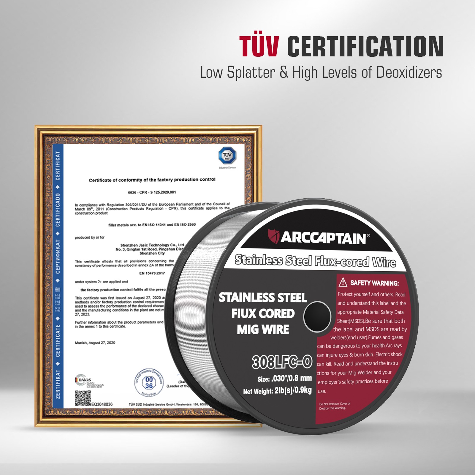 ARCCAPTAIN Flux Core MIG Welding Wire E308LFC-O .030″ 2lb Stainless Steel Wire🔥