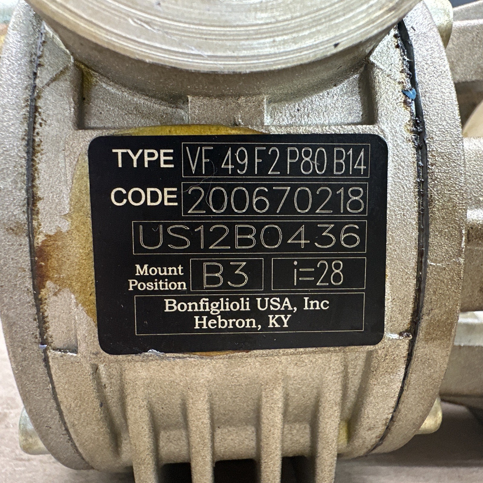 Bonfiglioli VF 49 F2 P80 B14 / B3 28:1 Right Angle Speed Reducer 200670218 🇺🇸