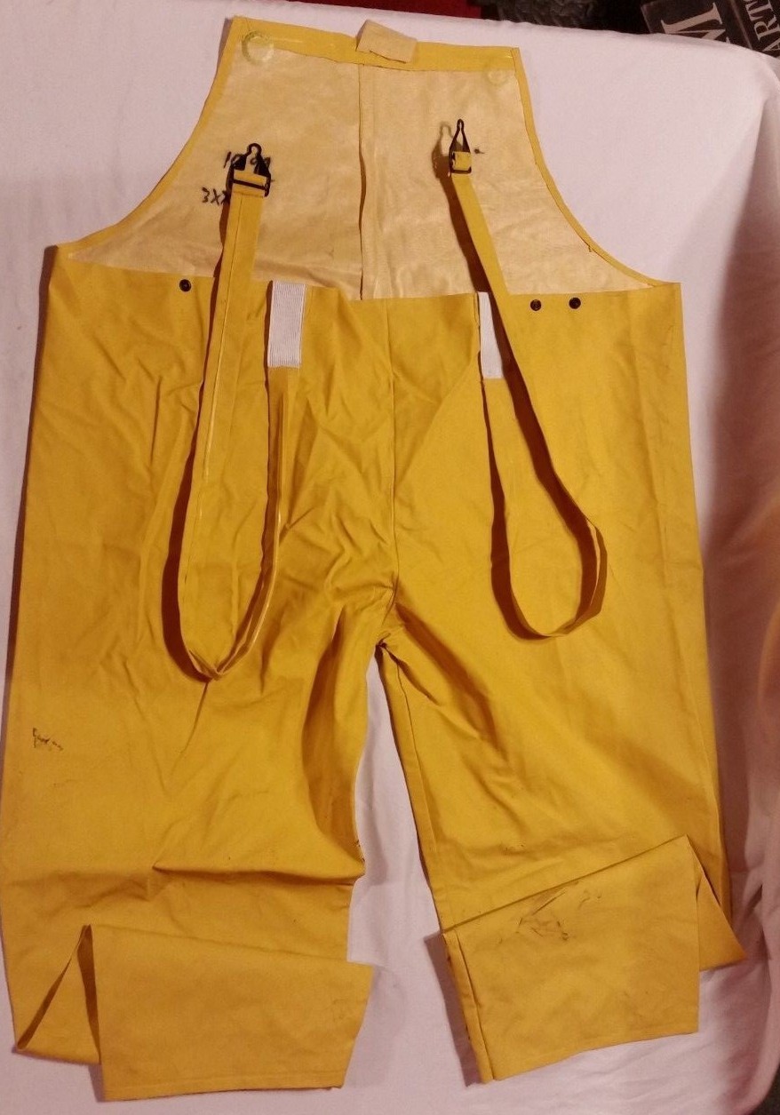 DARK YELLOW 3XLARGE 43X30.5 WET RAIN SUIT PANTS BOTTOMS SUSPENDERS BIB OVERALLS