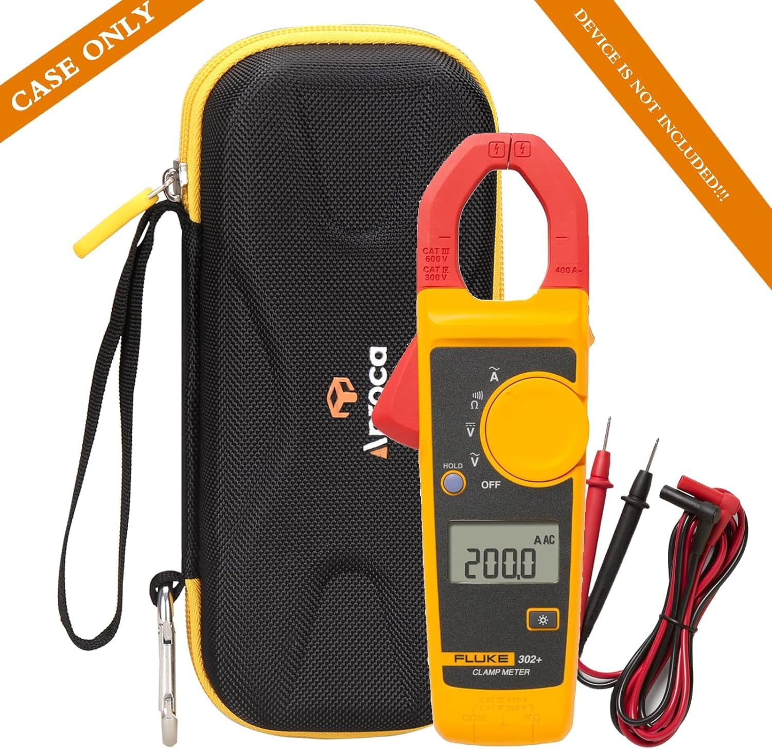 Hard Case Compatible with Fluke 302+ / 323/324 / 325 Digital Clamp Meter, Portab