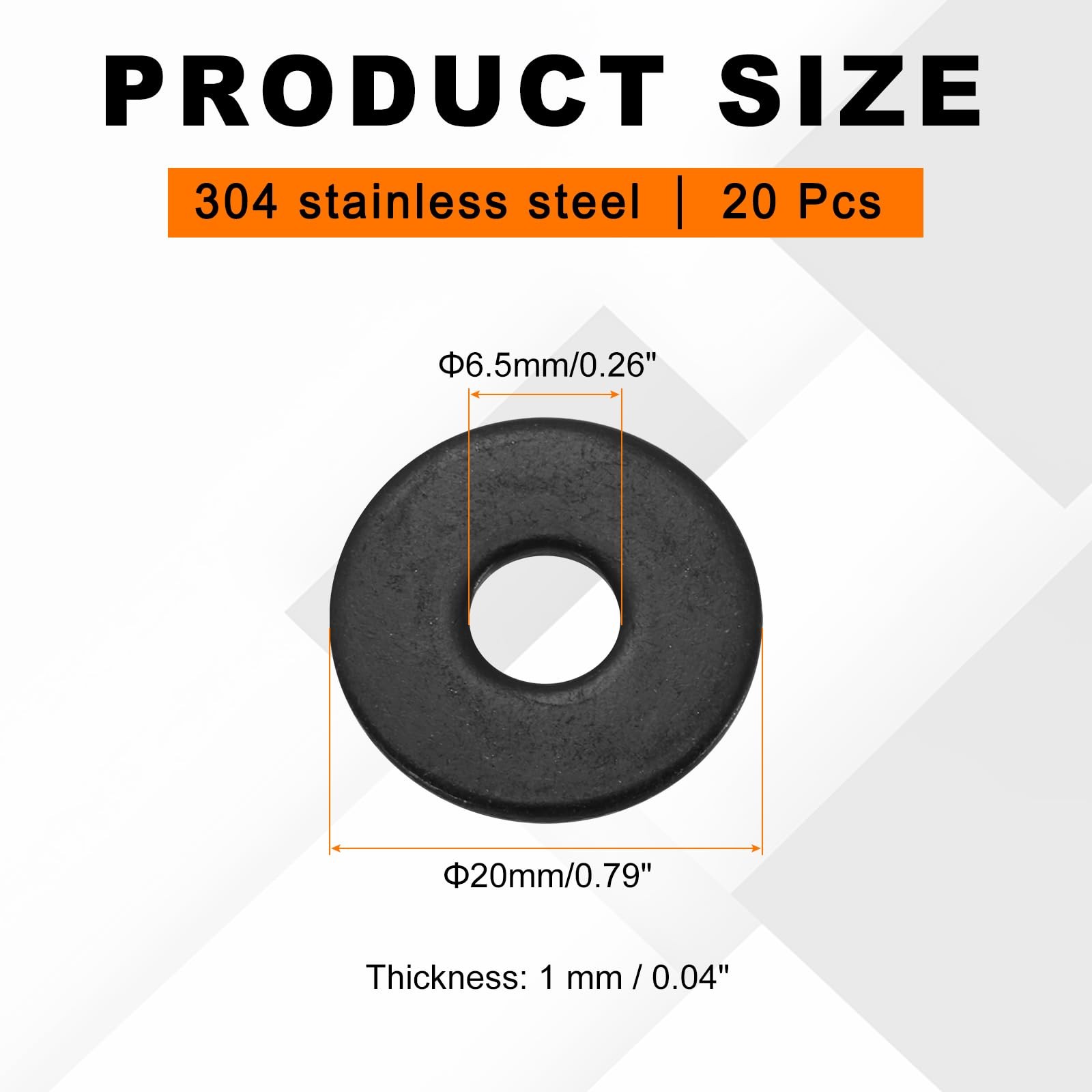 MECCANIXITY 20 Pcs M6 ID x 20 mm OD Flat Washers, 304 Stainless Steel Metal W…