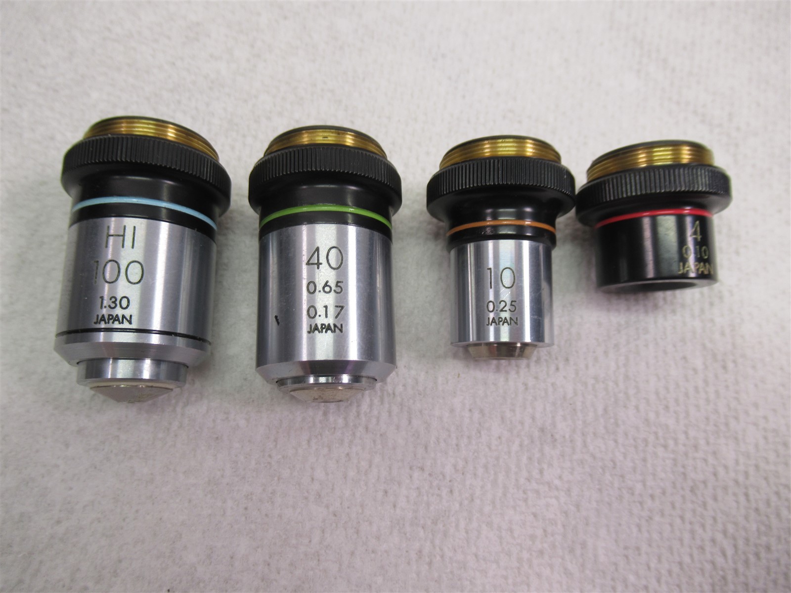 Vintage Olympus Microscope Objective Lens Lot 4x 10x 40x 100x Oil Japan RMS CH