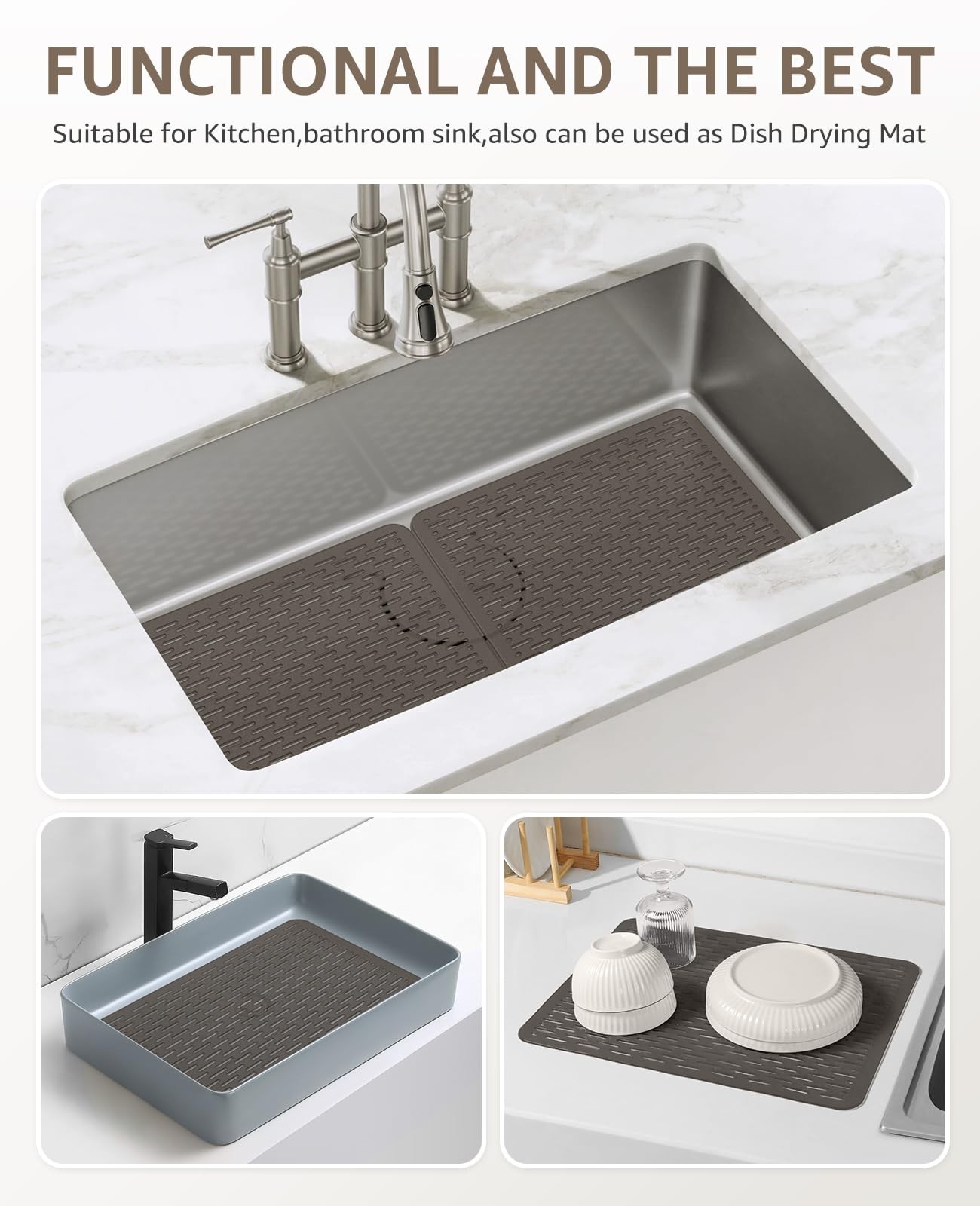 Bligli Mesh Sink Mat, 15.7 x 11.8inch Prtector 15.7″ x 11.8″, Clear Gray