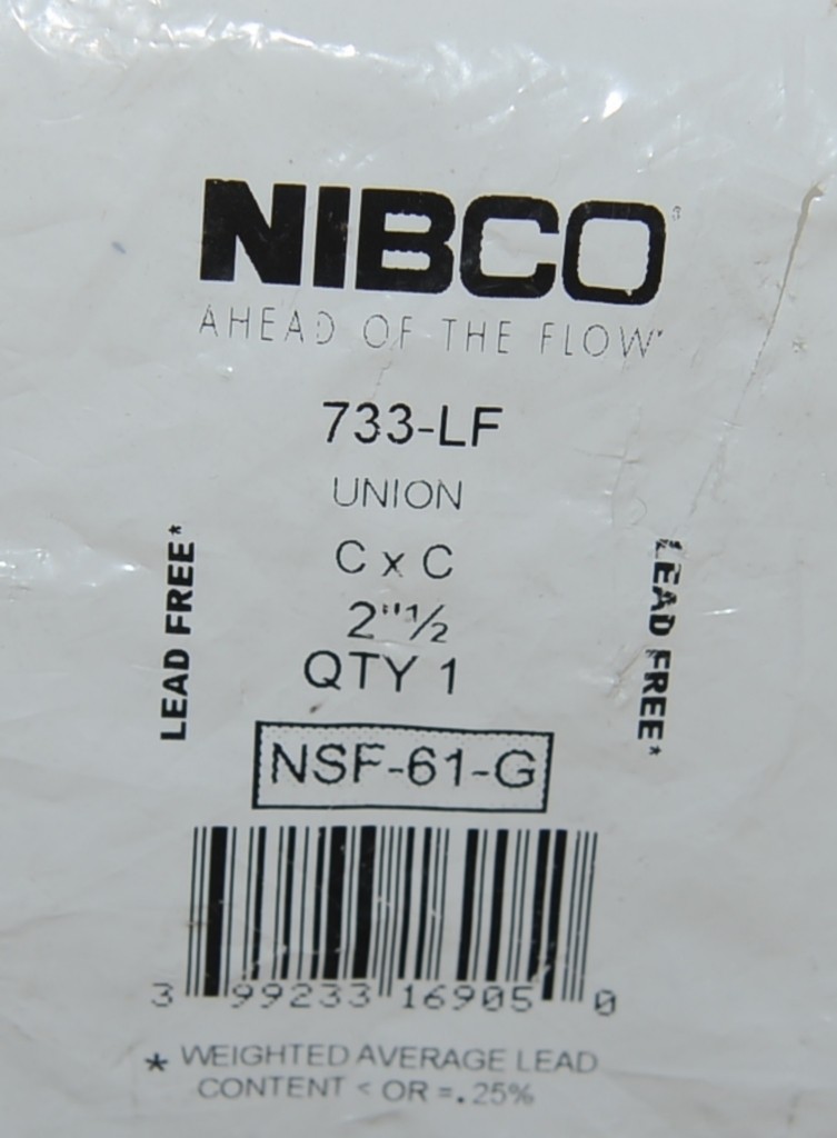 Nibco 733LF 2-1/2 Inch C x C Cast Bronze Union Lead Free Copper Fitting