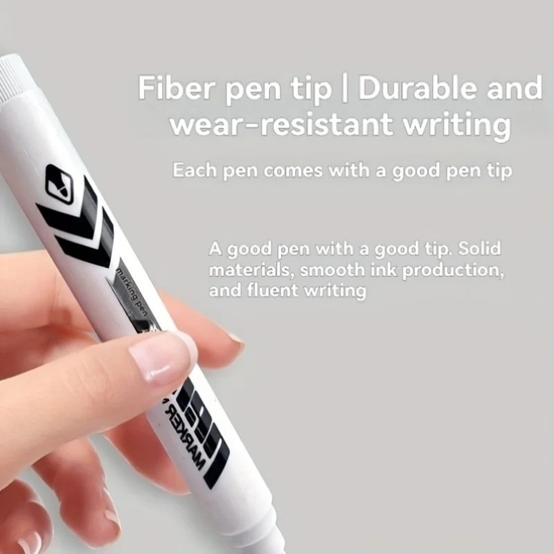 6PCS White Permanent Marker Set – Oil-Based Smudge-Proof Ink Pens with Medium Ti