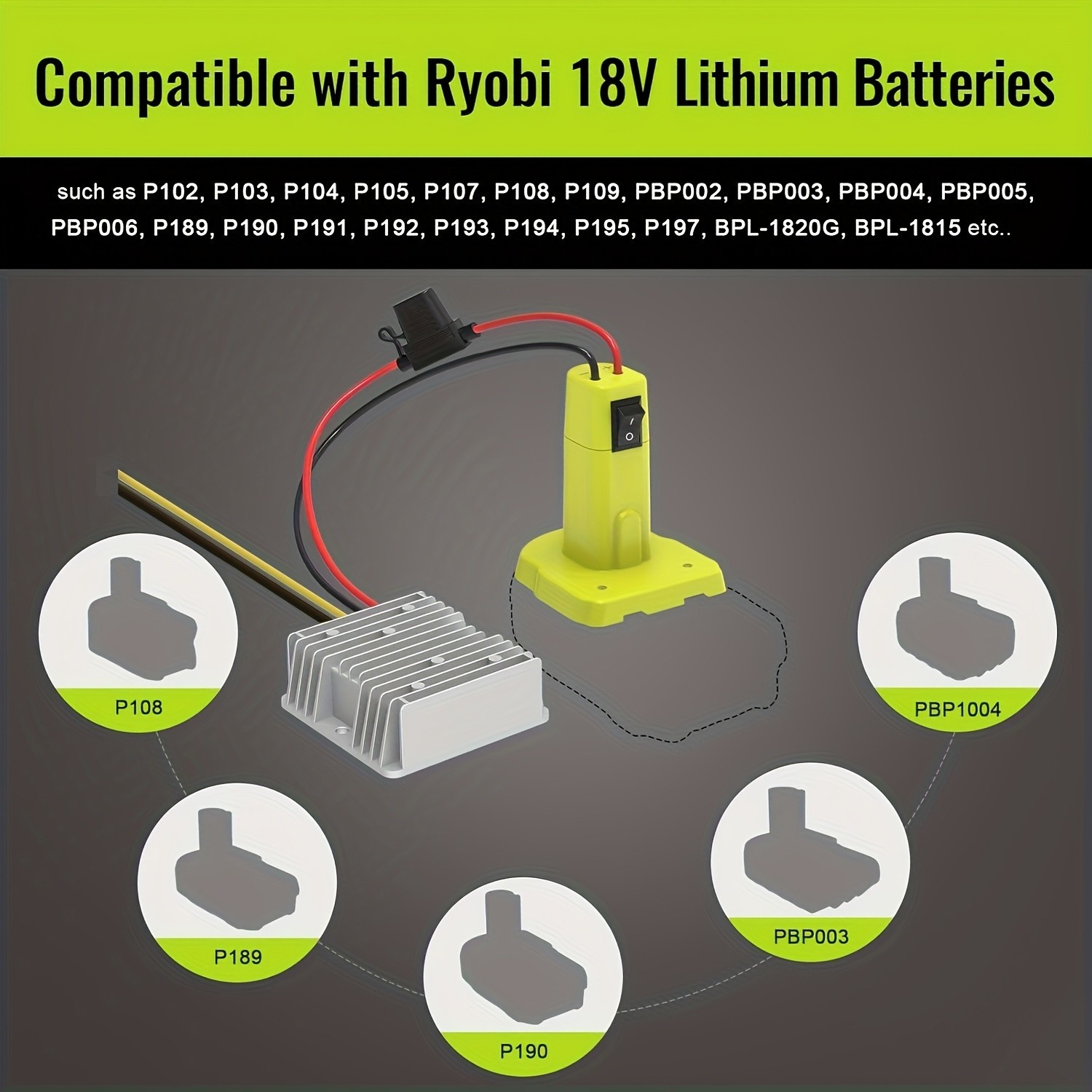 18V to 12V Voltage Regulator Adapter Compatible with Ryobi 18V Battery DIY Home