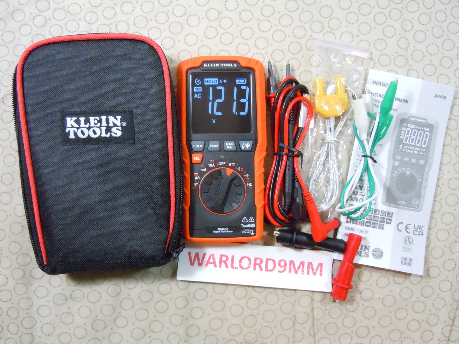 KLEIN TOOLS MM450 TRMS MULTIMETER WITH ACCESSORIES + KLEIN CASE – 0208304.