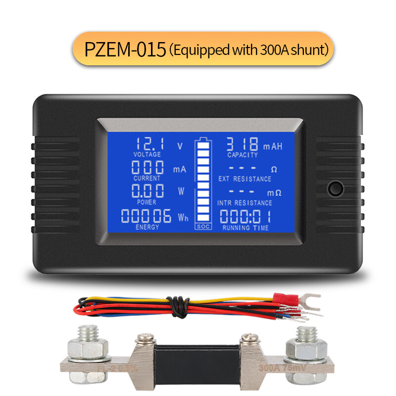 DC 0~200V 0~300A 9 in1 Power Panel Meter Voltage Capacity Impedance Energy SOC