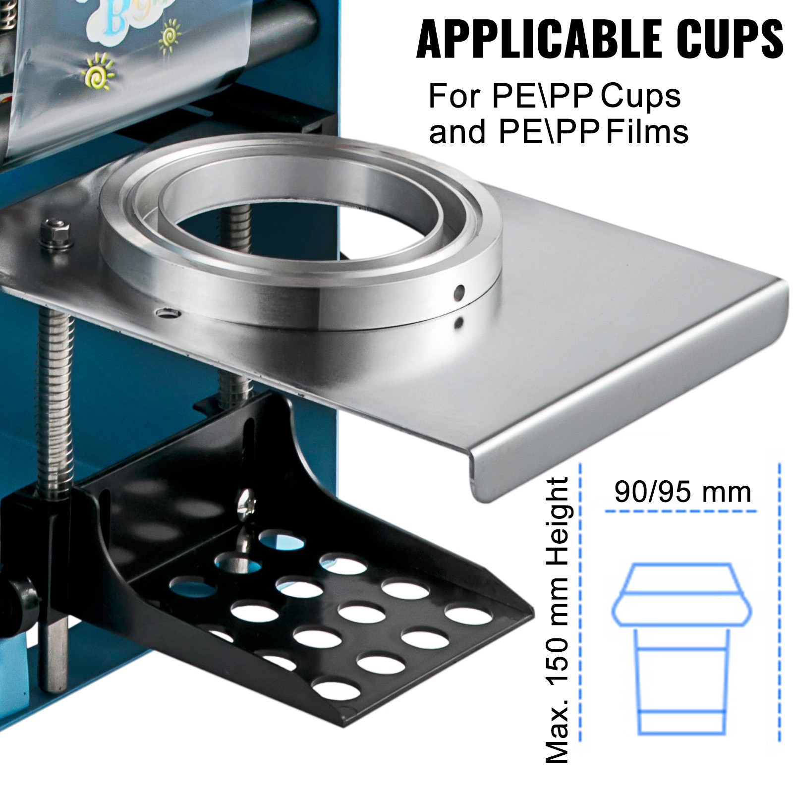 VEVOR Manual Bubble Tea Cup Sealer Machine 300-500 Cup/h Sealing Machine Blue