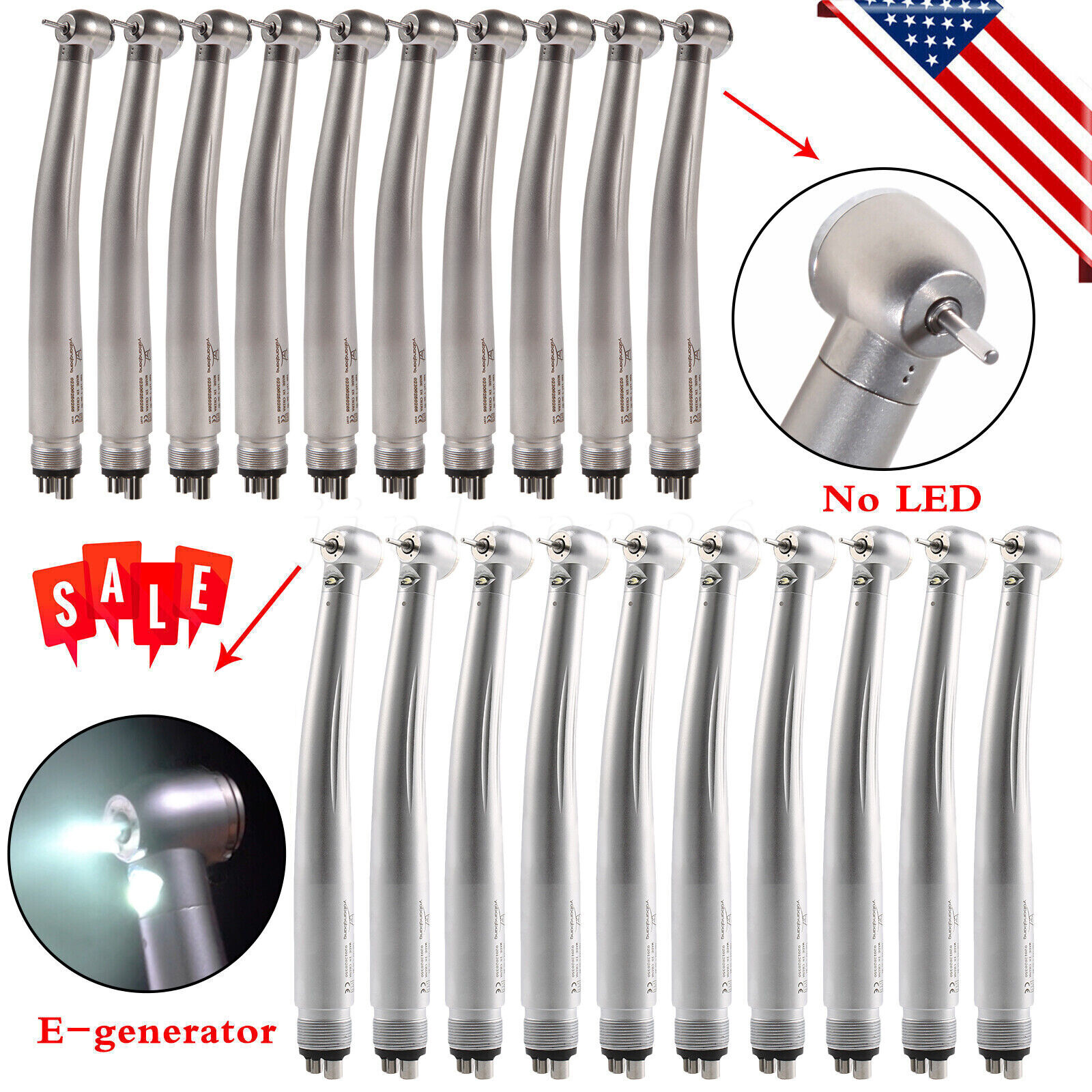 1-10 Yabangbang Dental (LED E-generator) High Speed Handpiece 4/2 Hole Fit NSK