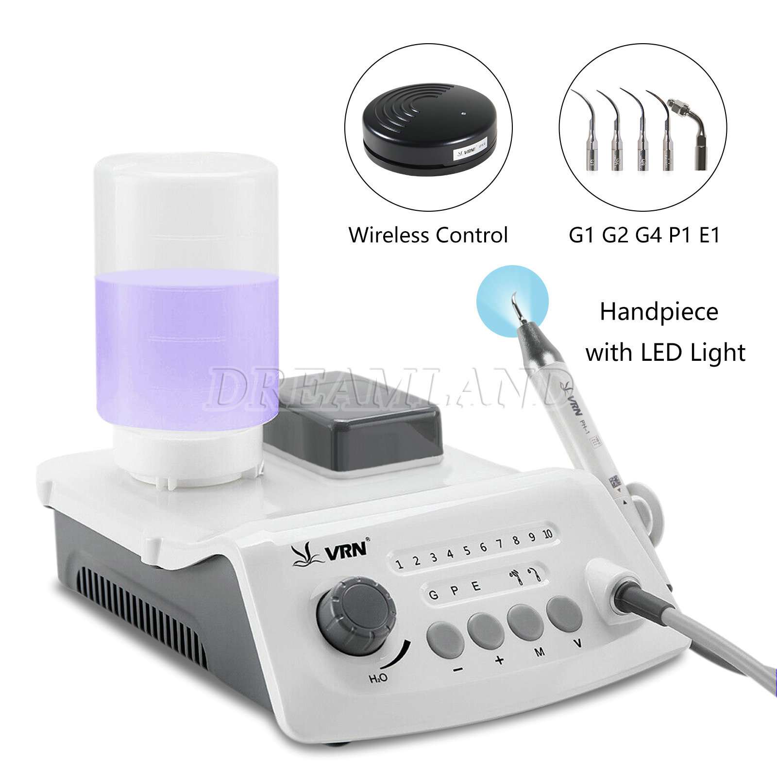 VRN Dental Portable Ultrasonic Piezo Scaler A8 LED /Air Scaler Handpiece 2/4Hole