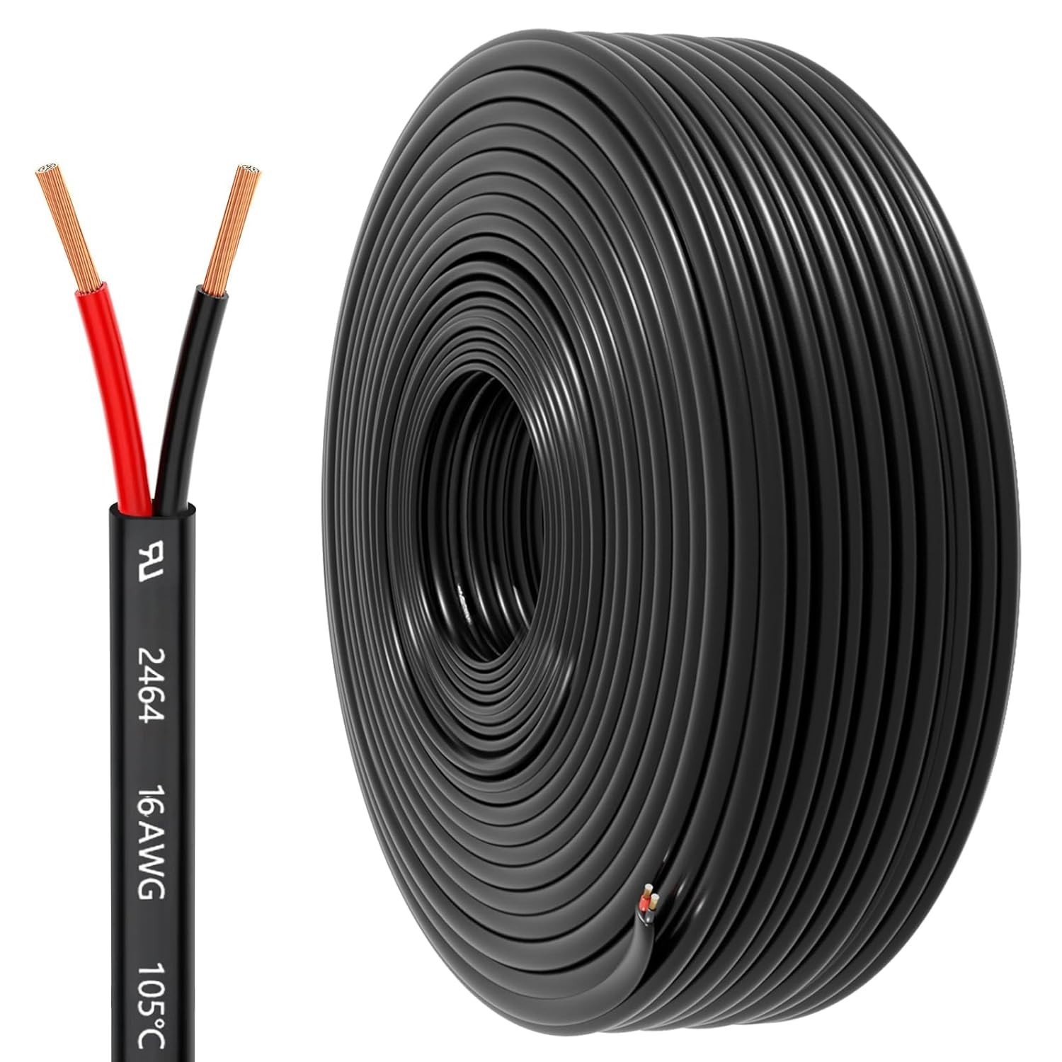 16 Gauge Wire 2 Conductor 30FT Copper-Clad Aluminum for Automotive & Marine