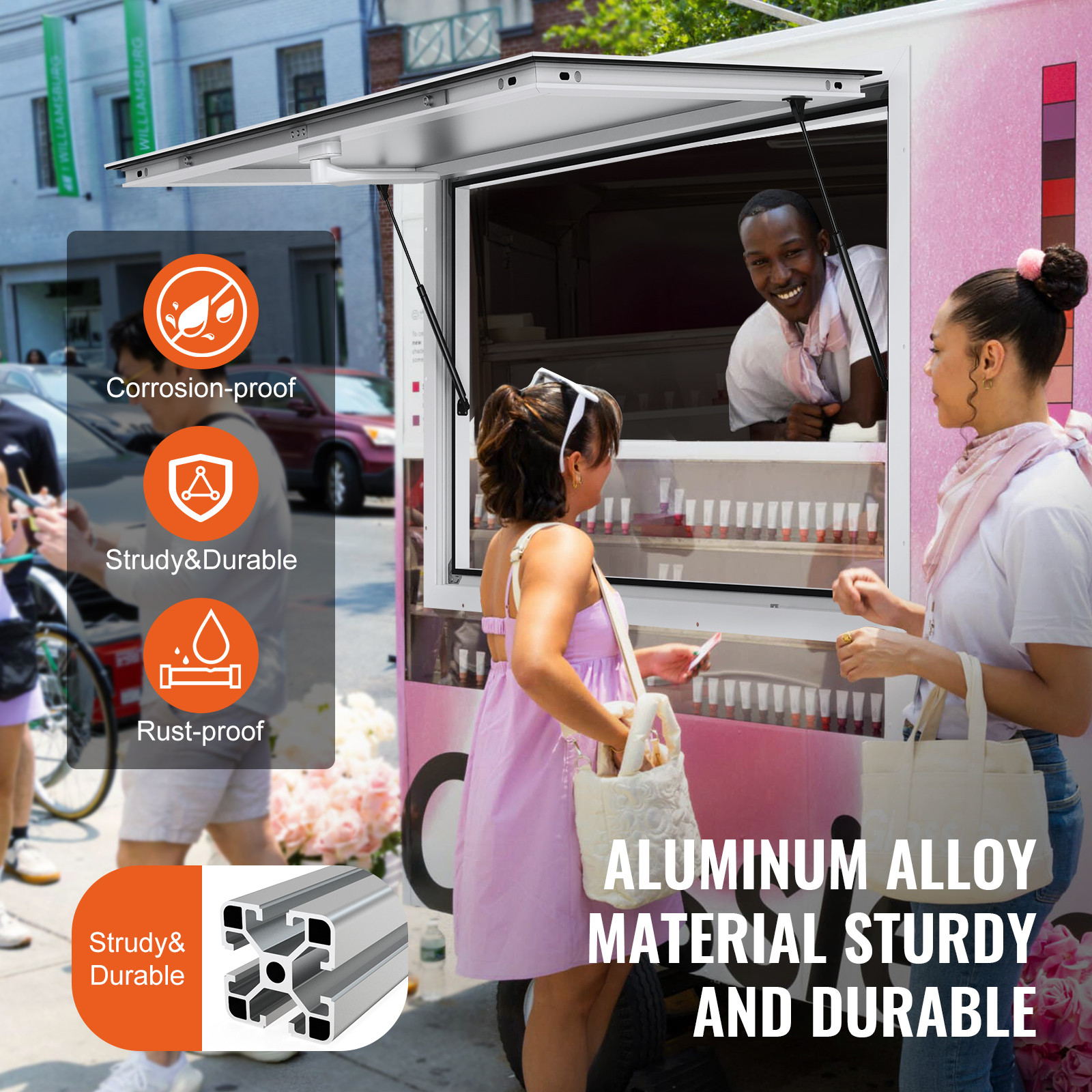VEVOR 36″L x 24″W Concession Stand Serving Window Food Truck Service Awning