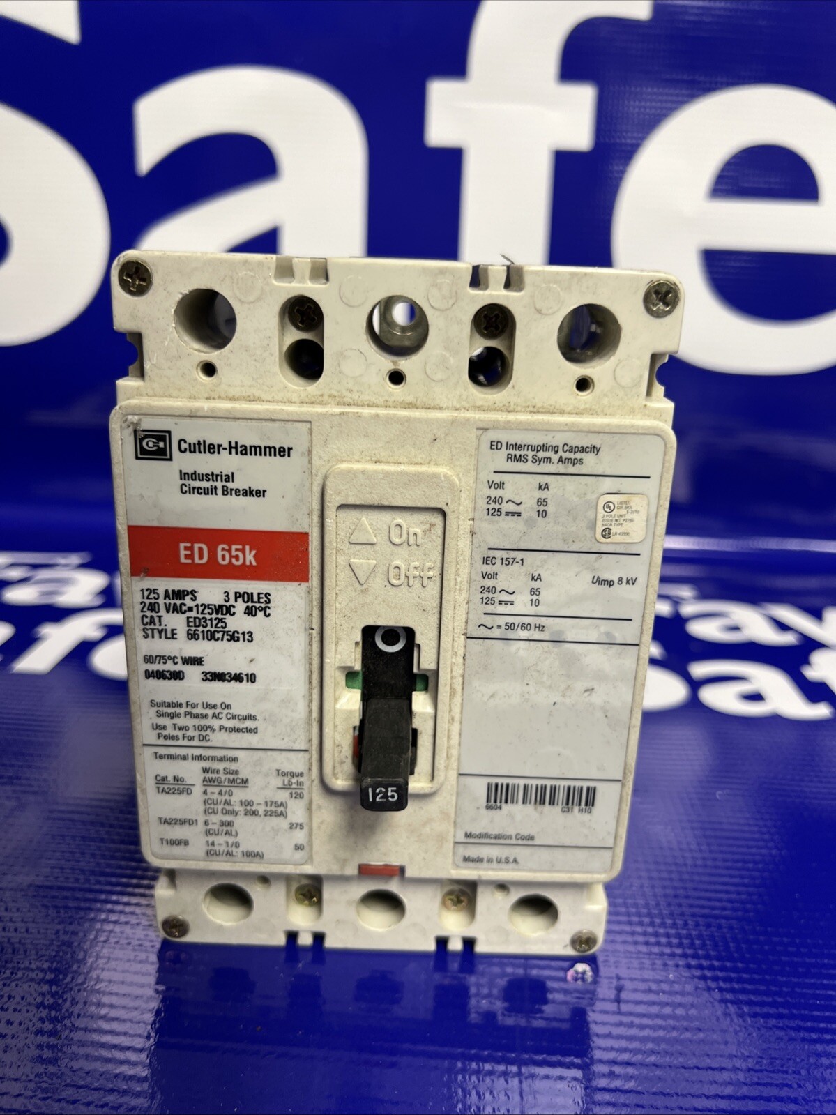 ED3125 Cutler Hammer 125 Amp 240v 3 Pole Breaker 🟦