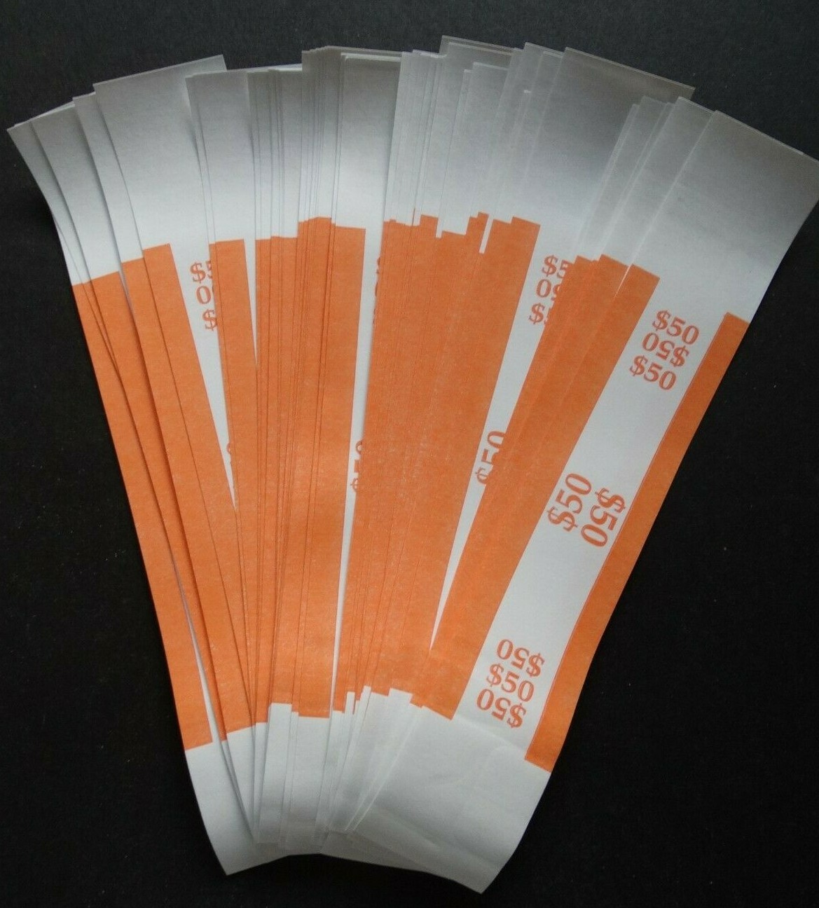 50 – Orange $50 Cash Money Self-Sealing Straps Currency Bands