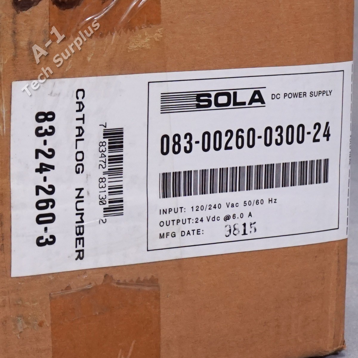 Sola 83-24-260-03 Linear DC Power Supply Input: 120/240 VAC 50/60 Hz Out: 24 VDC