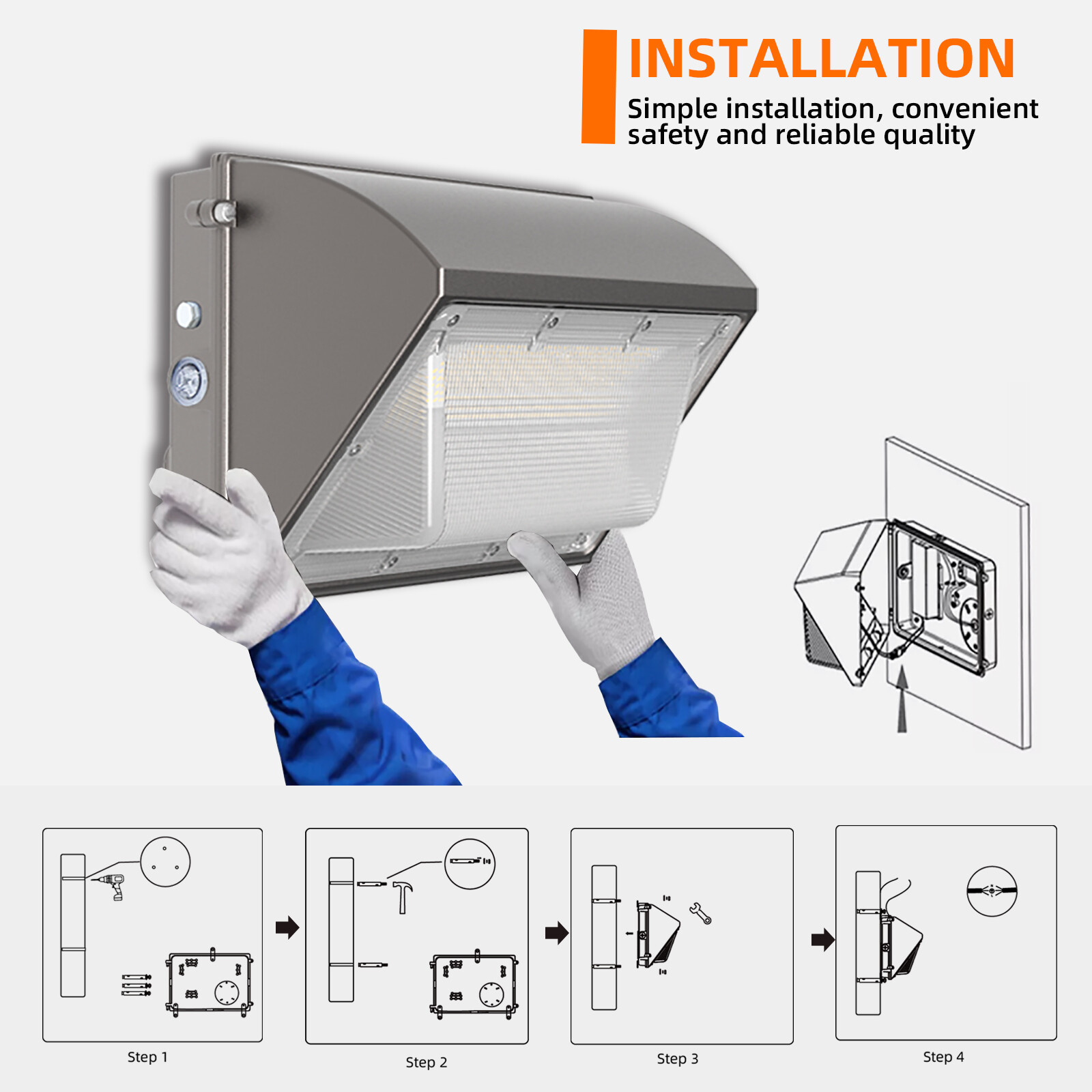 150W Outdoor LED Wall Pack Light Dusk to Dawn Home Garden Yard Security Lighting