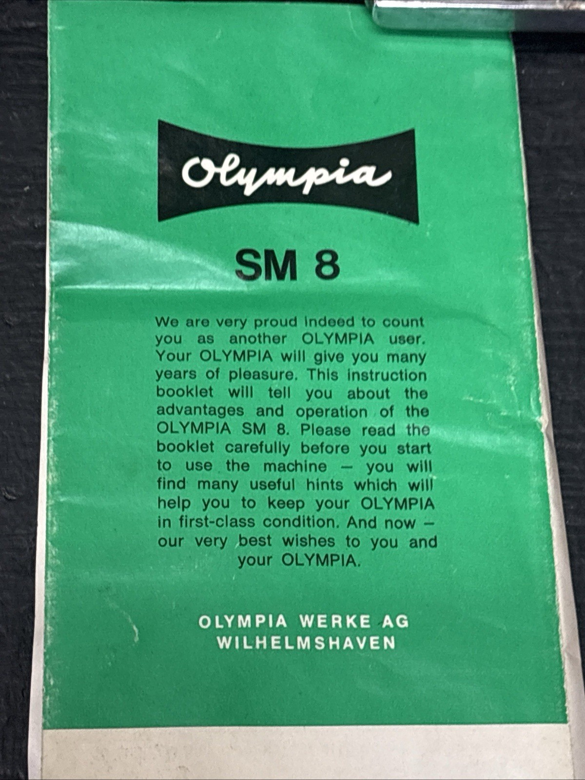 Vintage Olympia Werke SM8 SM-8 Portable Manual Typewriter with Case Tested As Is