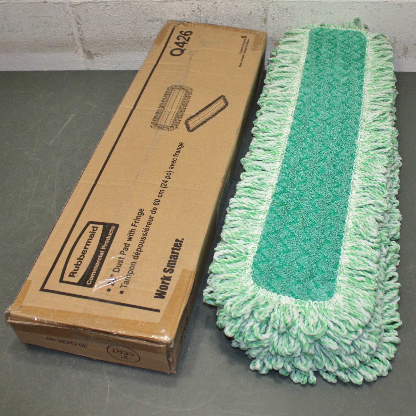 (6) Rubbermaid Hygen Dust Mop FGQ42600GR00, 24″ x 9″, Hook & Loop, Microfiber