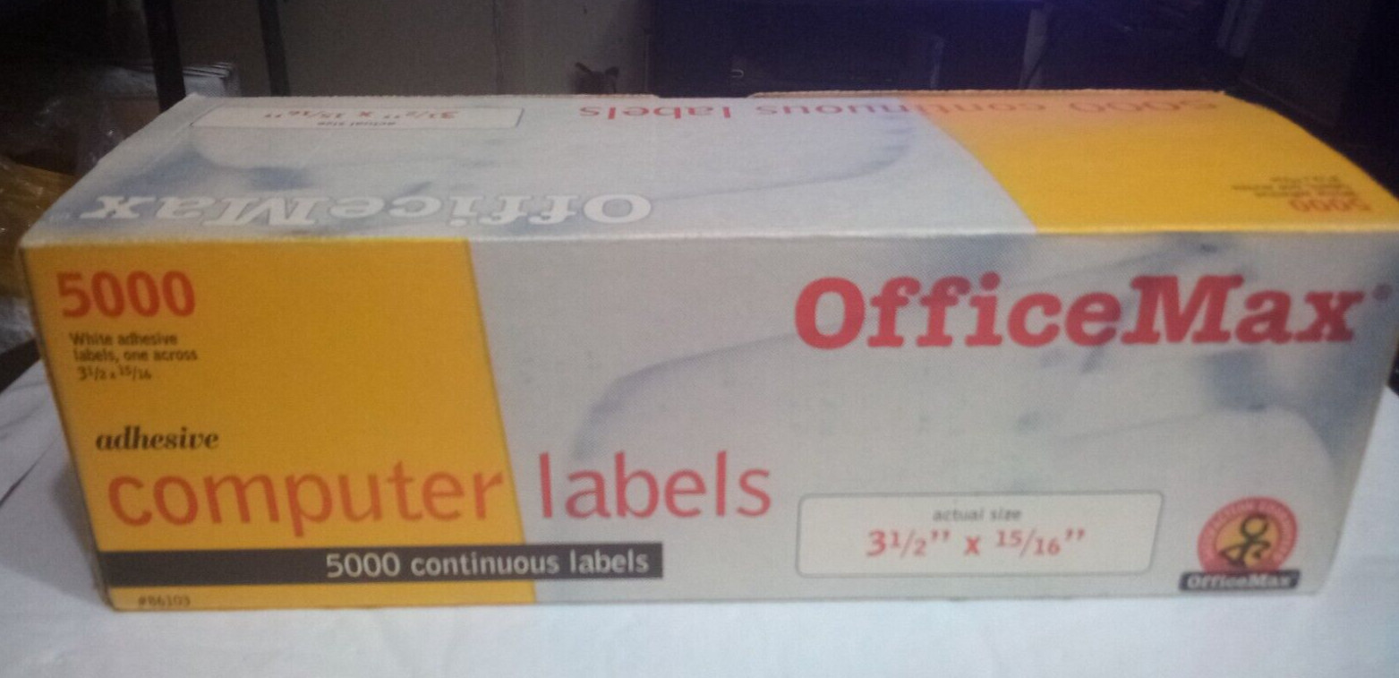 Labels 3 1/2 x 5/16 plain white 5000 count