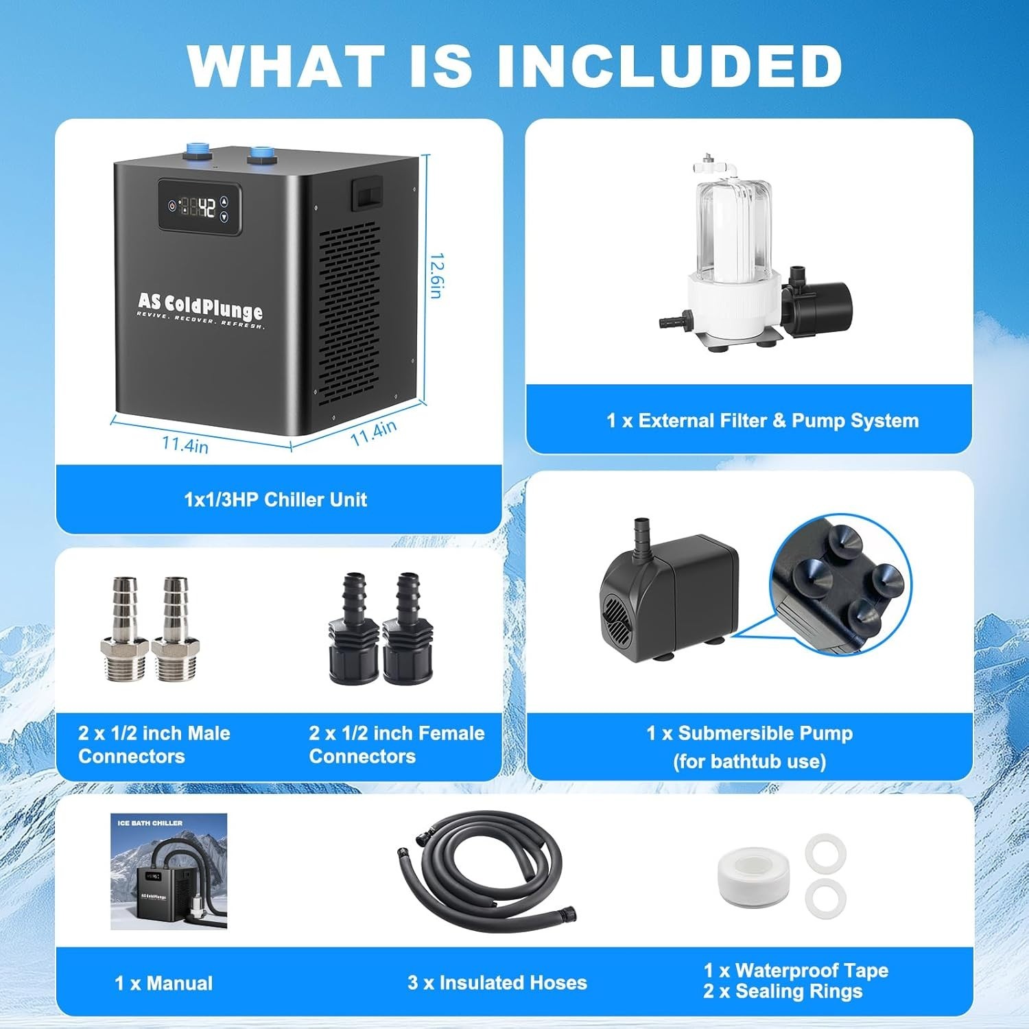 1/3 HP Water Chiller 79 Gal Ice bath Cold Plunge Cooler Cooling System with Pump
