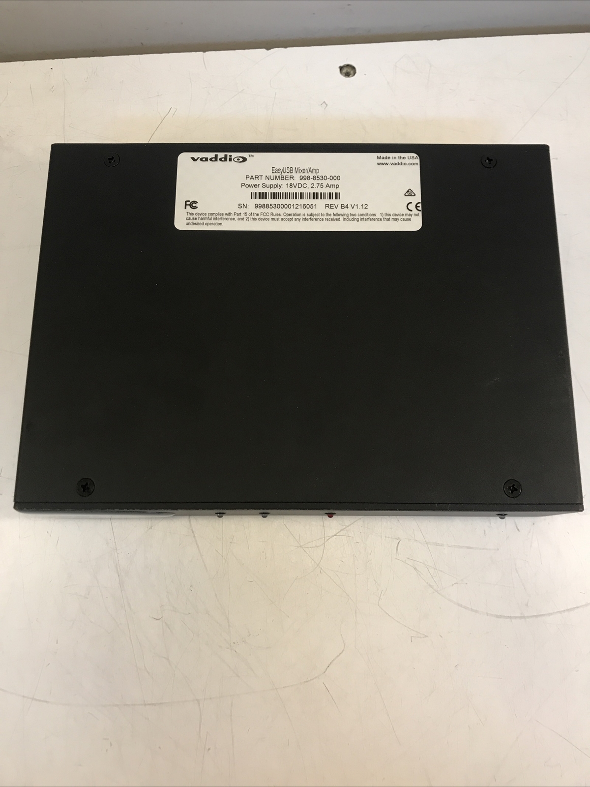 Vaddio EasyUSB Mixer/Amp (998-8530-000) tested power on.