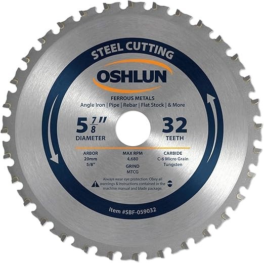 Oshlun SBF-059032 5-7/8-Inch 32 Tooth MTCG Saw Blade with 20mm Arbor (5/8-Inch