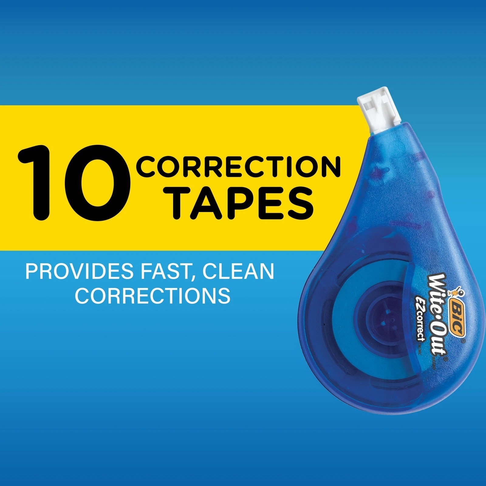 BIC Wite-Out EZ Correct Correction Tape 10 Pack White Tear Resistant 39.3 Ft