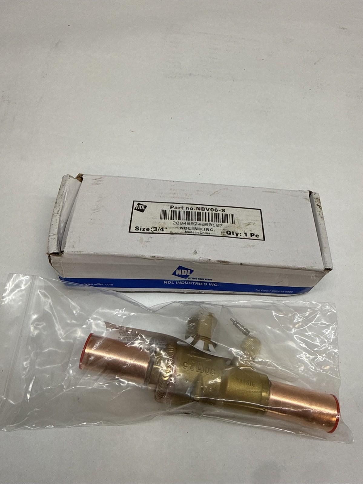 NDL NBV06-S Refrigerant Ball Valve,3/4 in,900 psi 55MF60