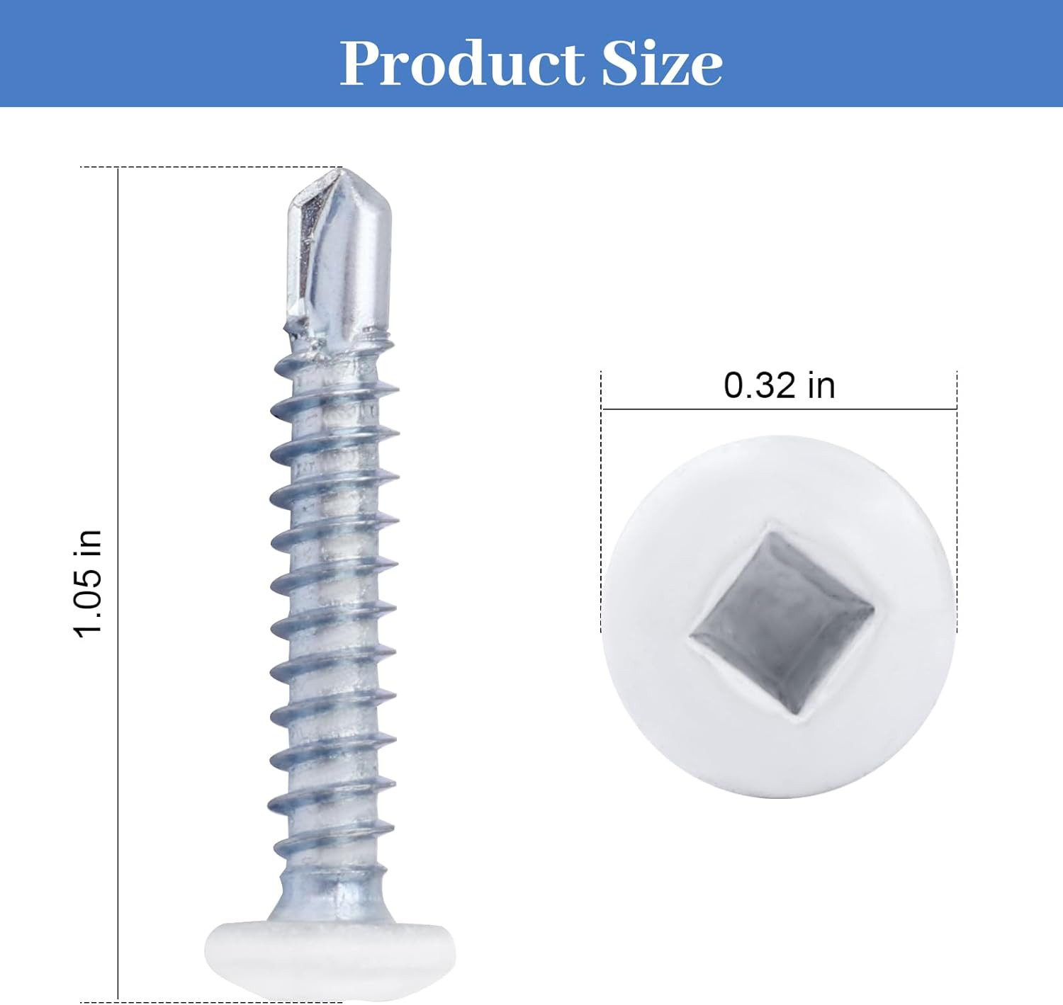 White Square Head Self Tapping Screws RV Trailer 8 X 1 for Metal Quad Drive S…