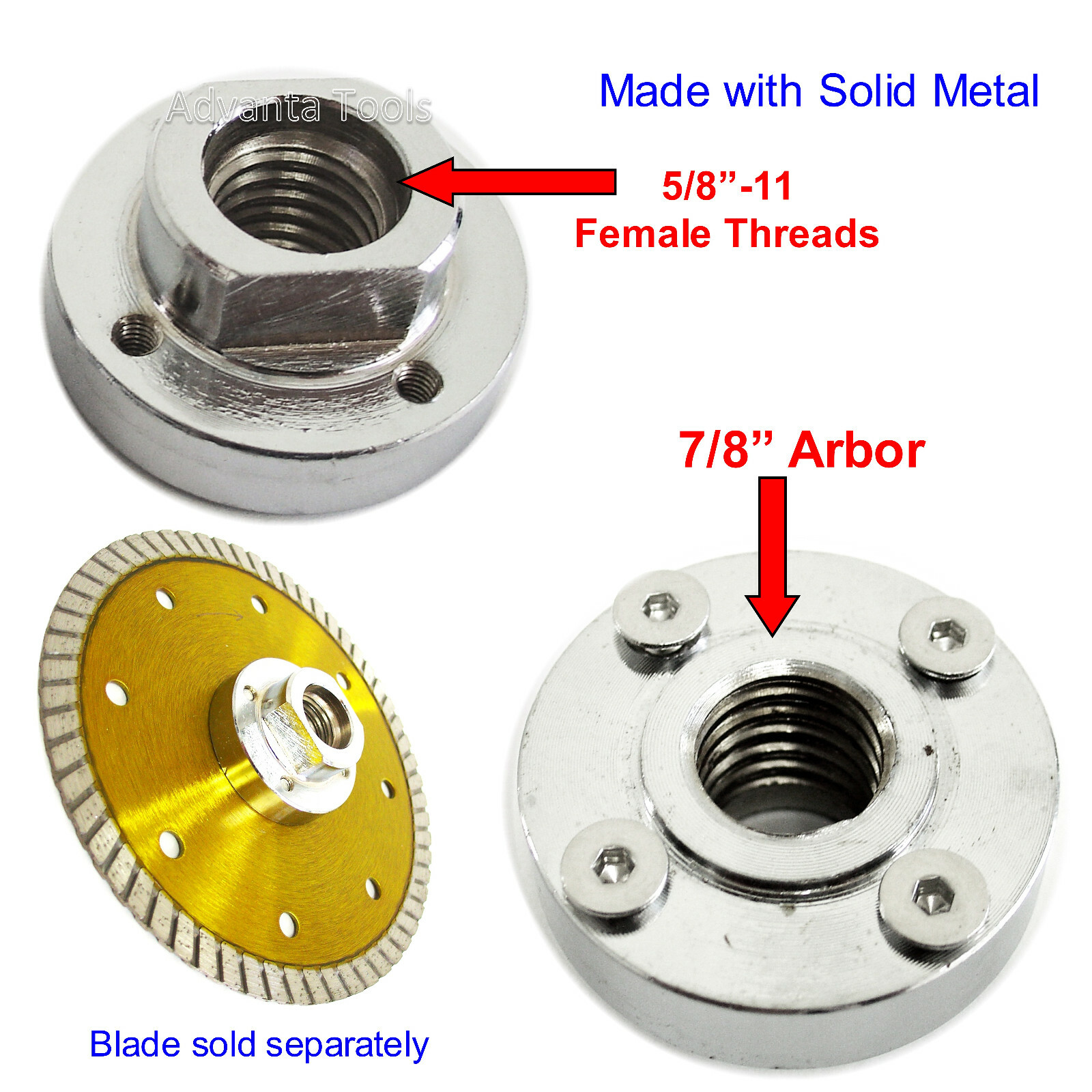 Metal Flush Mount / Cut Adapter for Blade with 7/8”/4 Hole Arbor