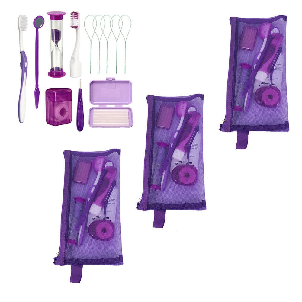 4 Type 8Pc Dental Oral Orthodontic Hygiene Cleaning Care Kits Brush Floss Thread