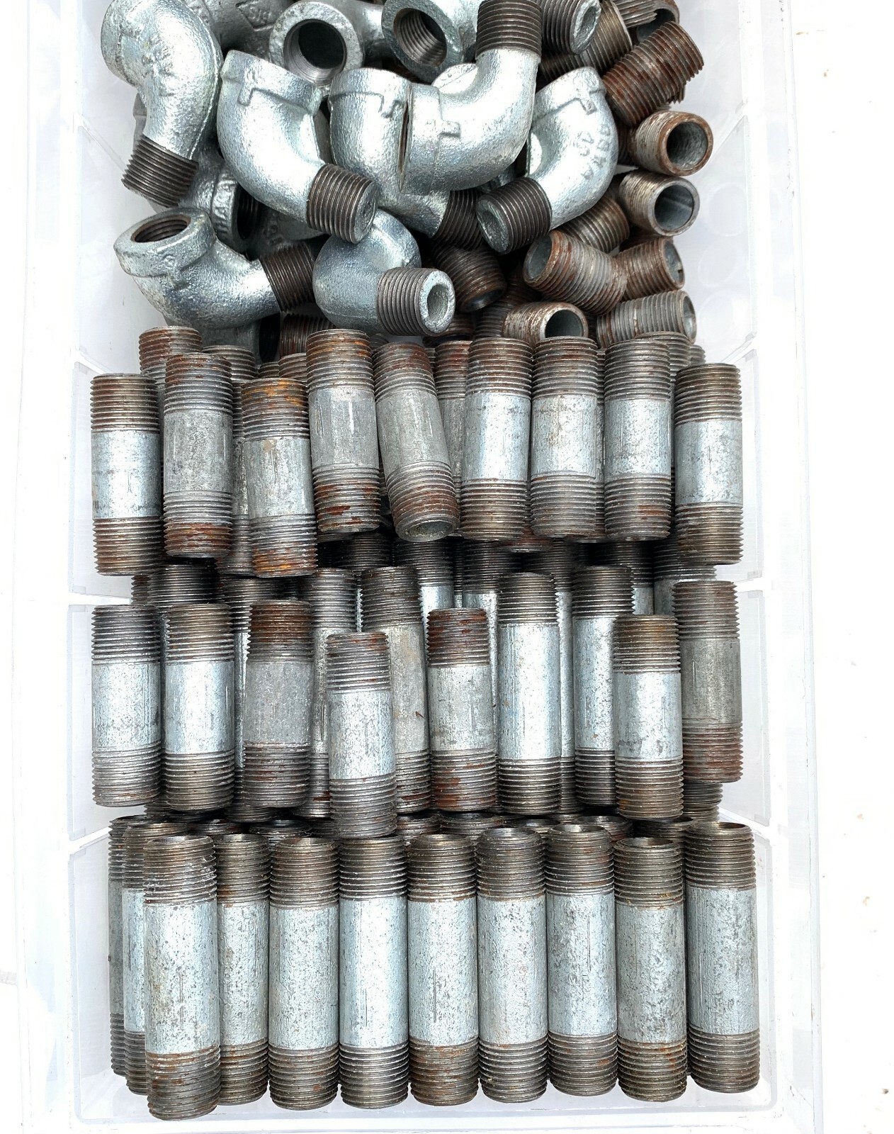 Lot of 305pc 3/8″ Nipple Fitting Tee Street 90 Galvanized Steel NOS Plumbing