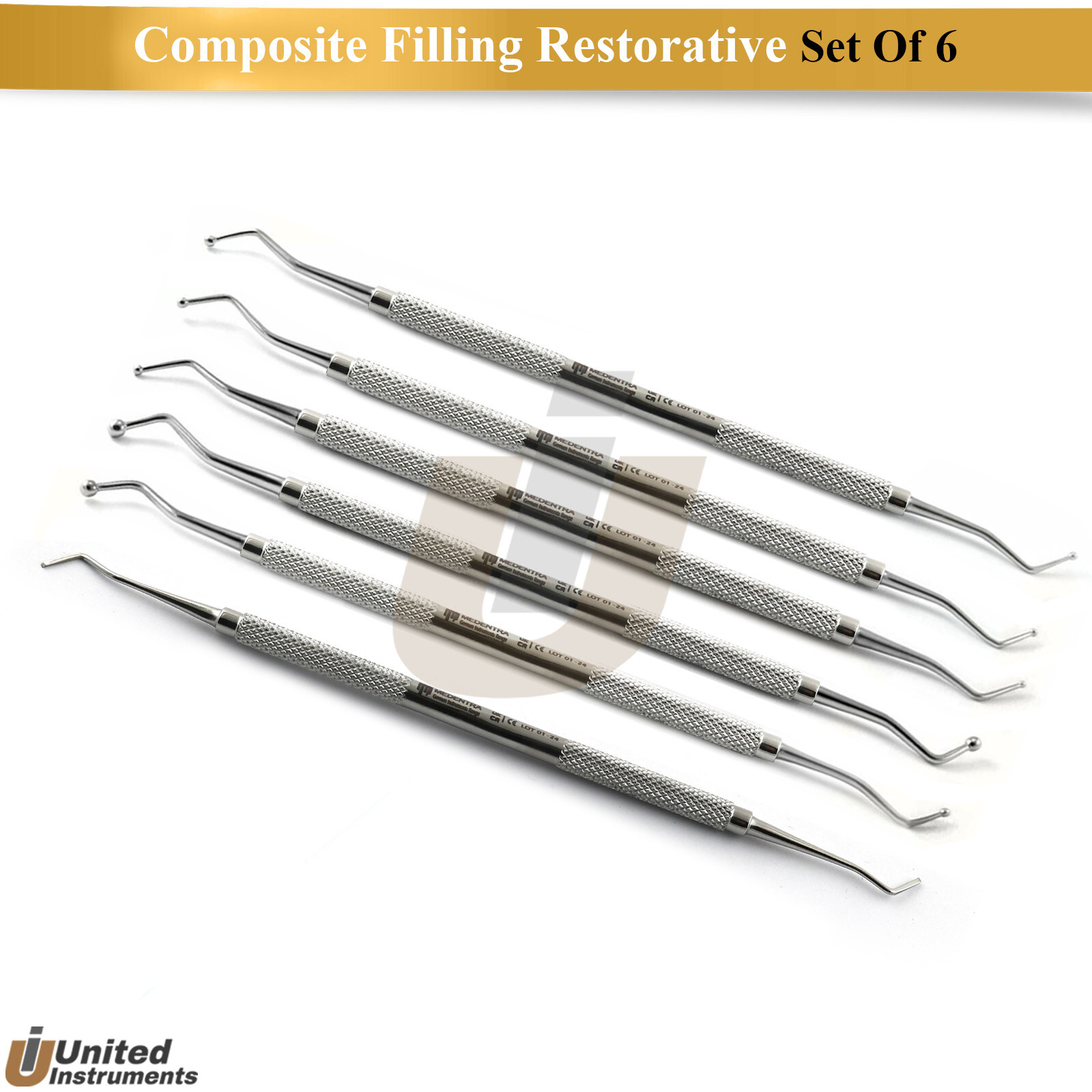 Dental Filling Composite Restorative Set Ball Burnisher Enamel Hatchet Set Of 6