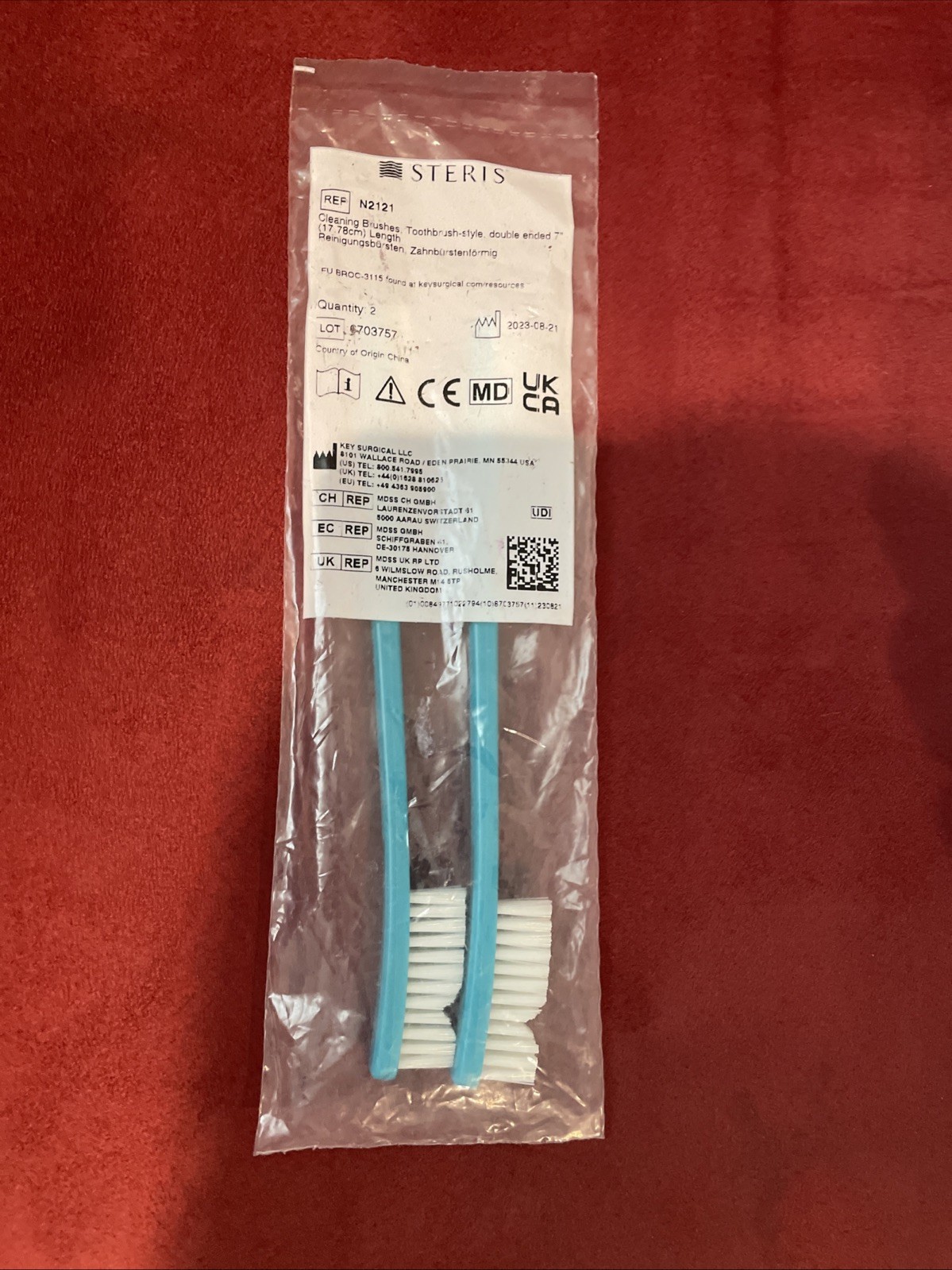 STERIS S2100 Toothbrush Style Surgical Instrument Cleaning Brushes 7″ Pack of 2