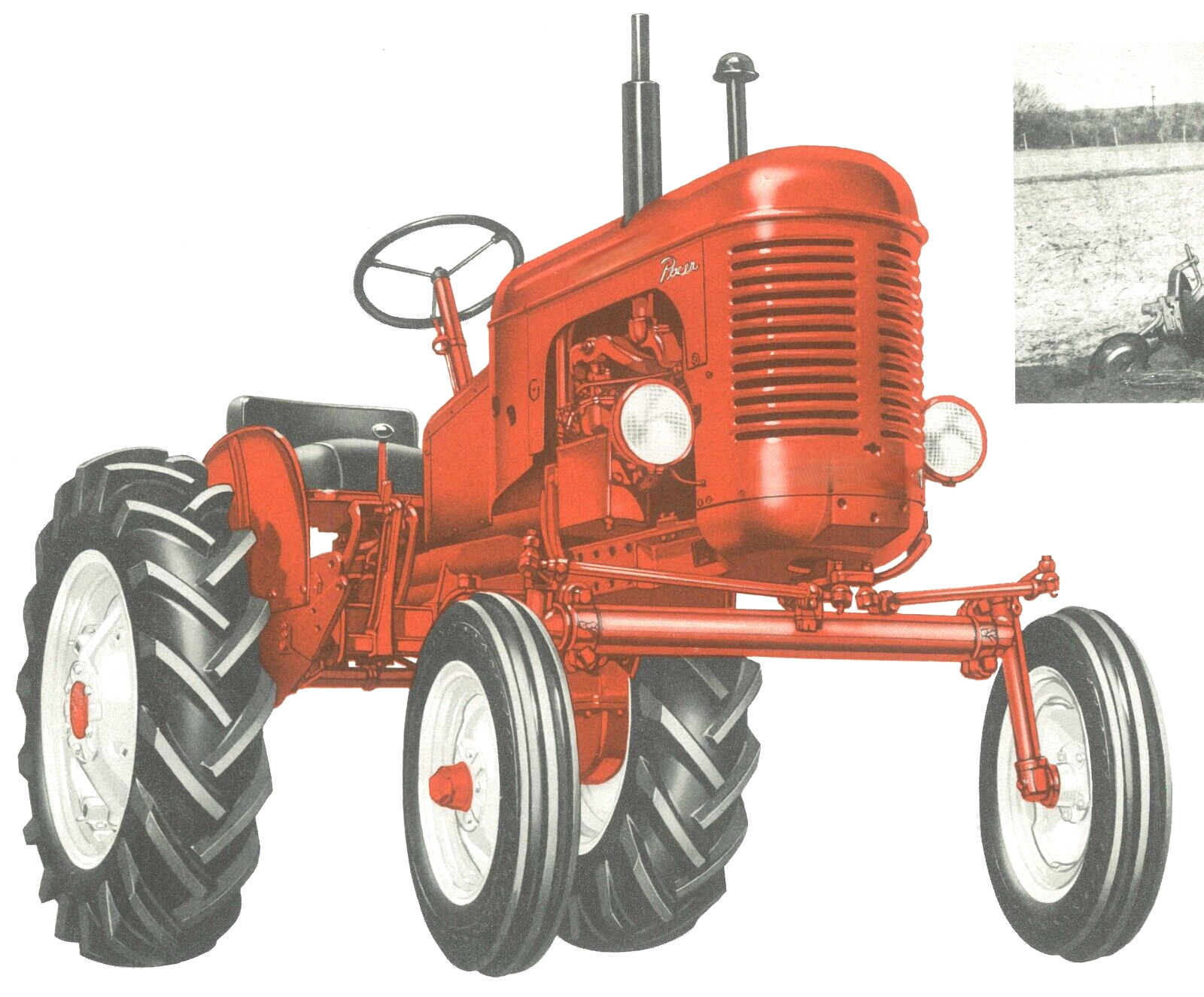 The Massey Harris 1-2 Plow Pacer Tractor Color Brochure MH Pacer-16 Row Crop
