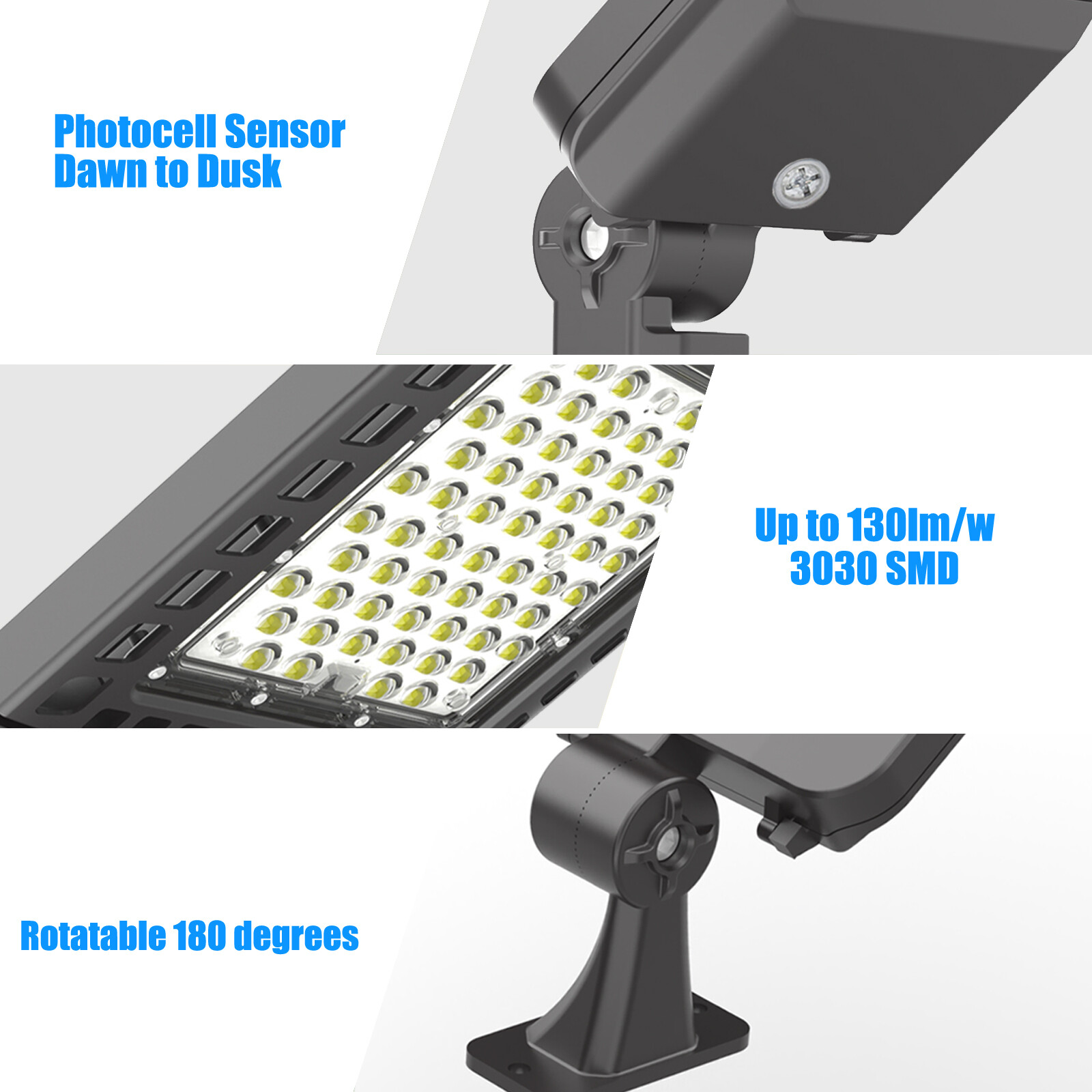 LED Parking Lot Lighting Shoebox Street Pole Light Dusk to Dawn 300W Arm Mount