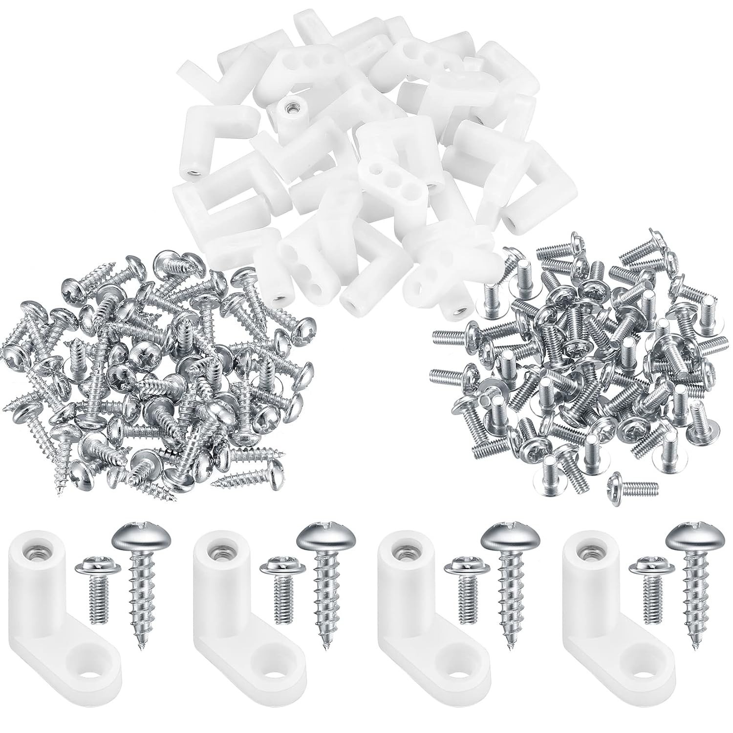 50 PCS PCB Board Mounting Feet with Screws, White L Shape Circuit Board Pl