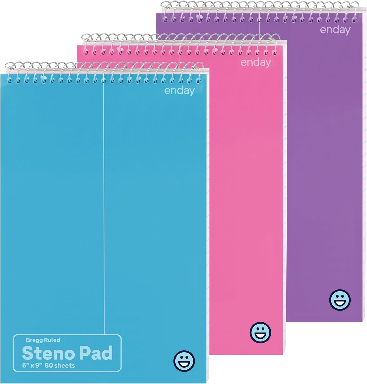 Enday Steno Pads Spiral 6 x 9 inches, Gregg Rule White Paper, 80 Sheets Steno..