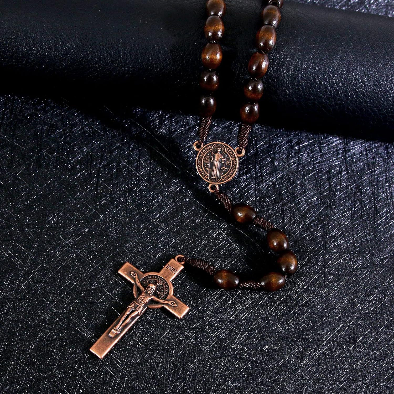 Catholic Rosary Beads for Men Holy Prayer Beads Rosary Necklace with Crucifix Cr