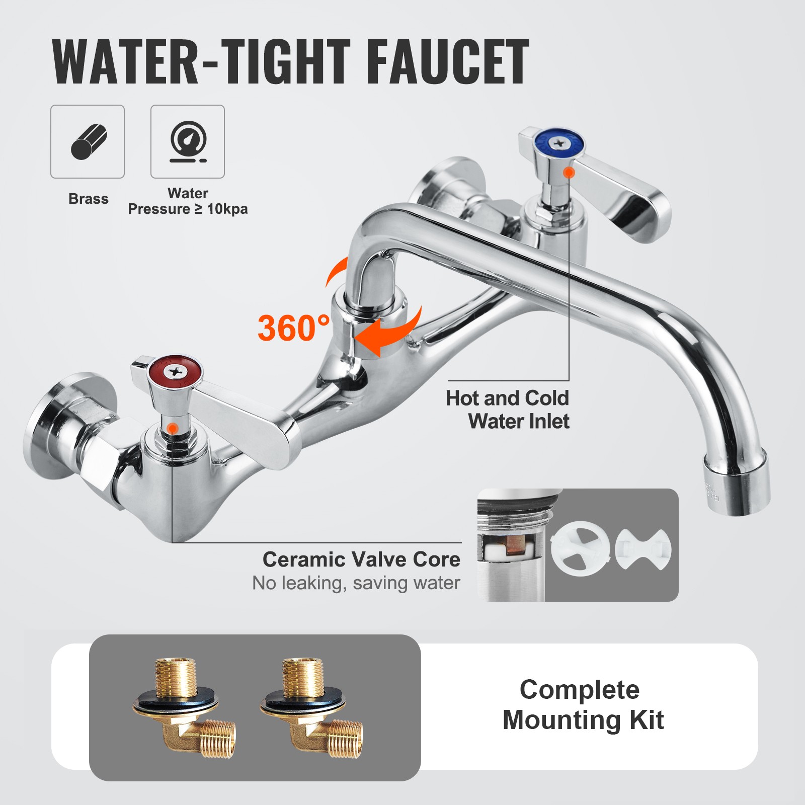 VEVOR 15″x15″ Commercial Utility & Prep Sink 1 Compartment Stainless Steel NSF