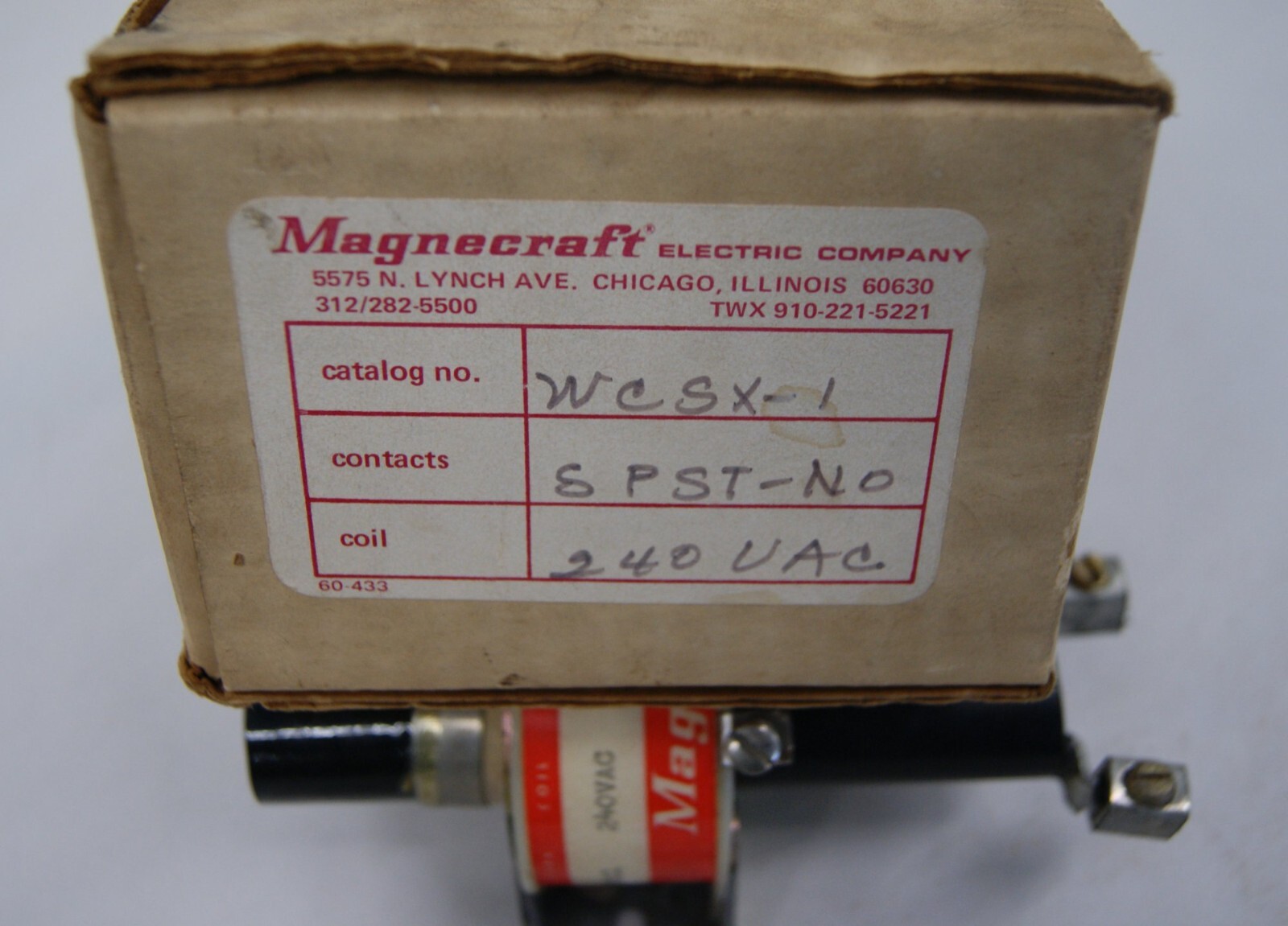 WCSX-1-120VAC 240VAC Coil AC – 2HP, DC – 1/2 HP Enclosed MDR Relay – NEW, SH6501
