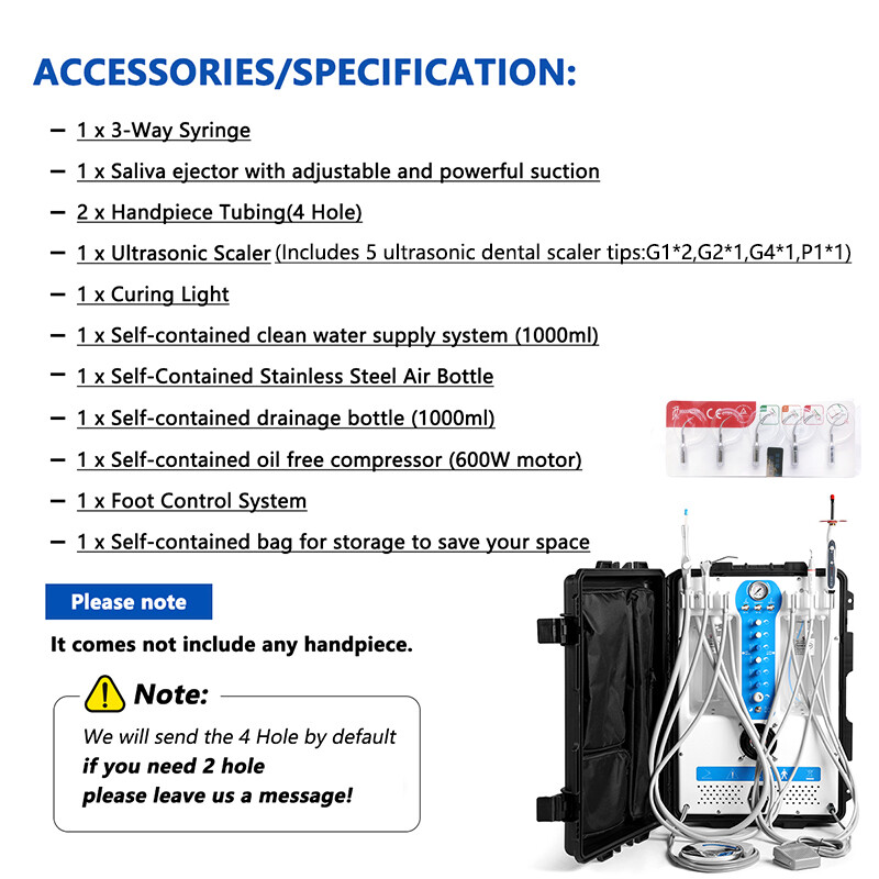 Portable Dental Delivery Unit Air Compressor Suction Scaler Curing Light CE FDA