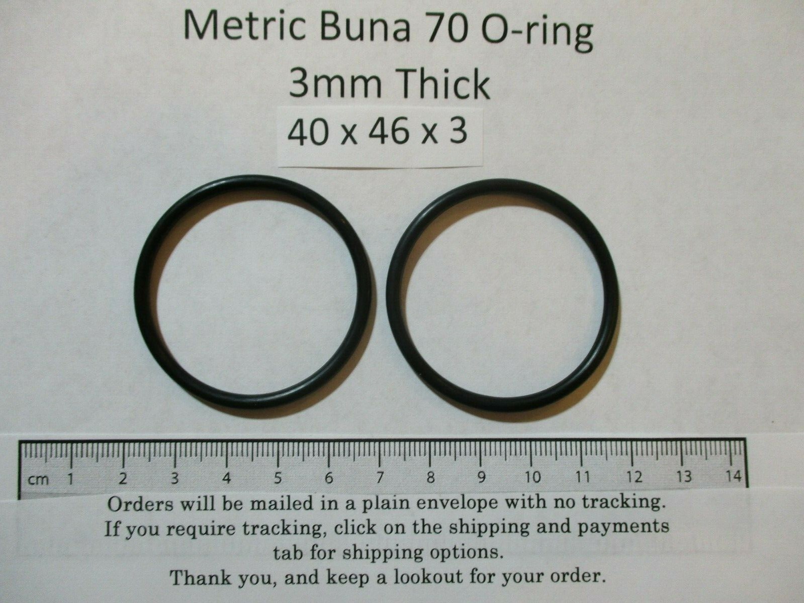 40mm ID x 46mm OD x 3mm thick O-ring. Buna-70. Quan 2.