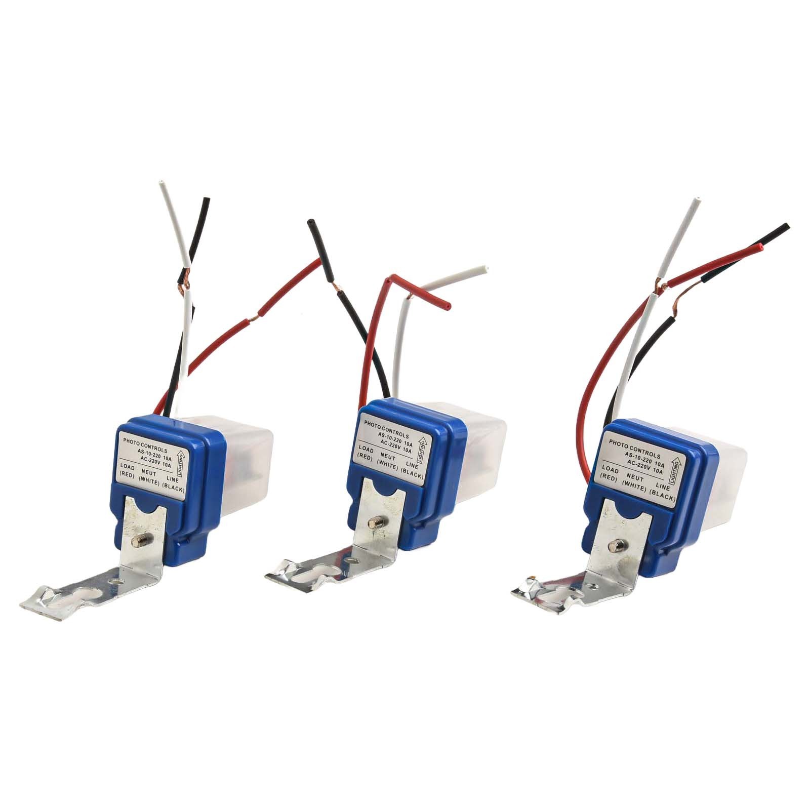 Auto On Off Light Sensor Switch 3Pcs AC 220V 10A for Gardens and Streets