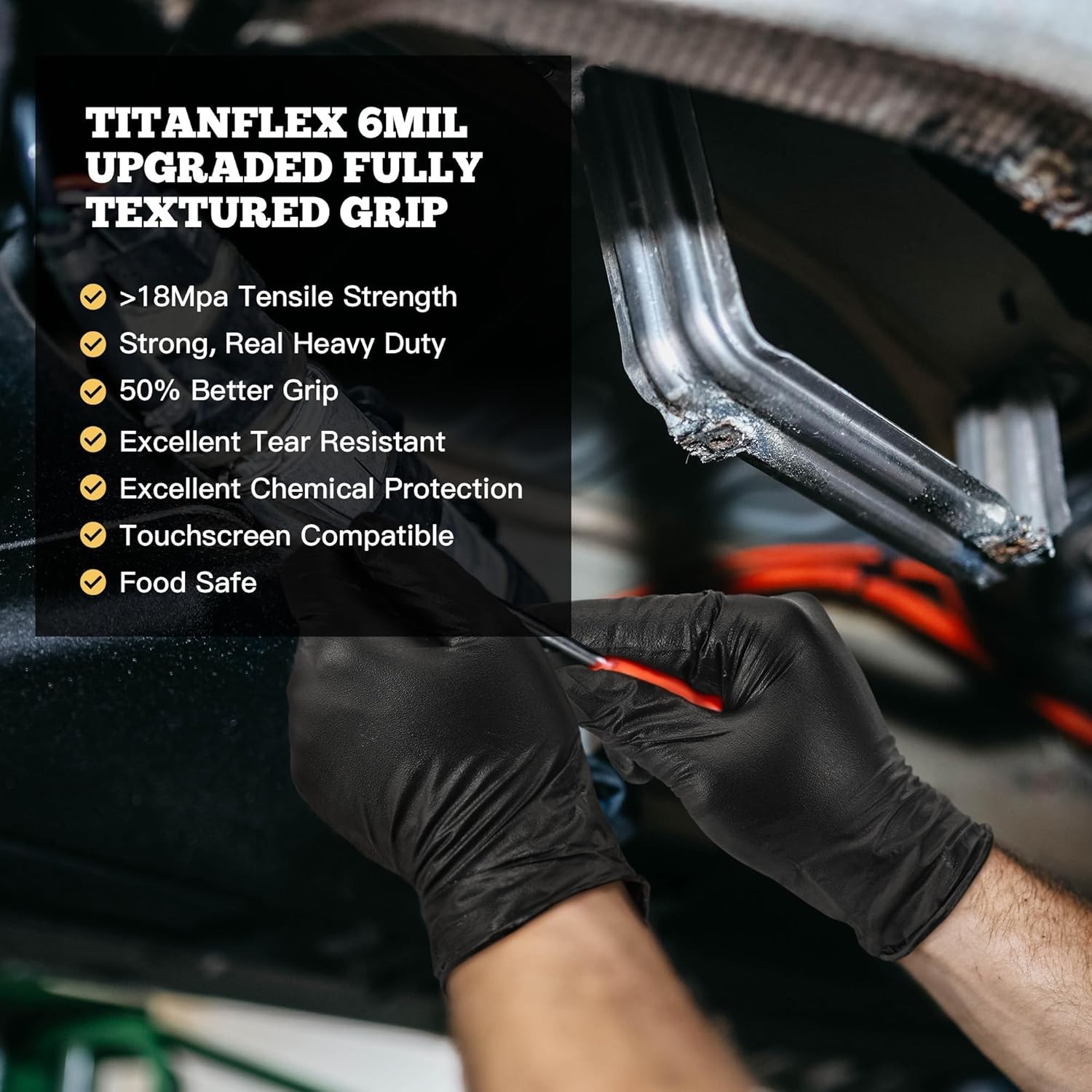 First Glove Black Industrial Disposable Nitrile Gloves 6 Mil Latex & Powder Free