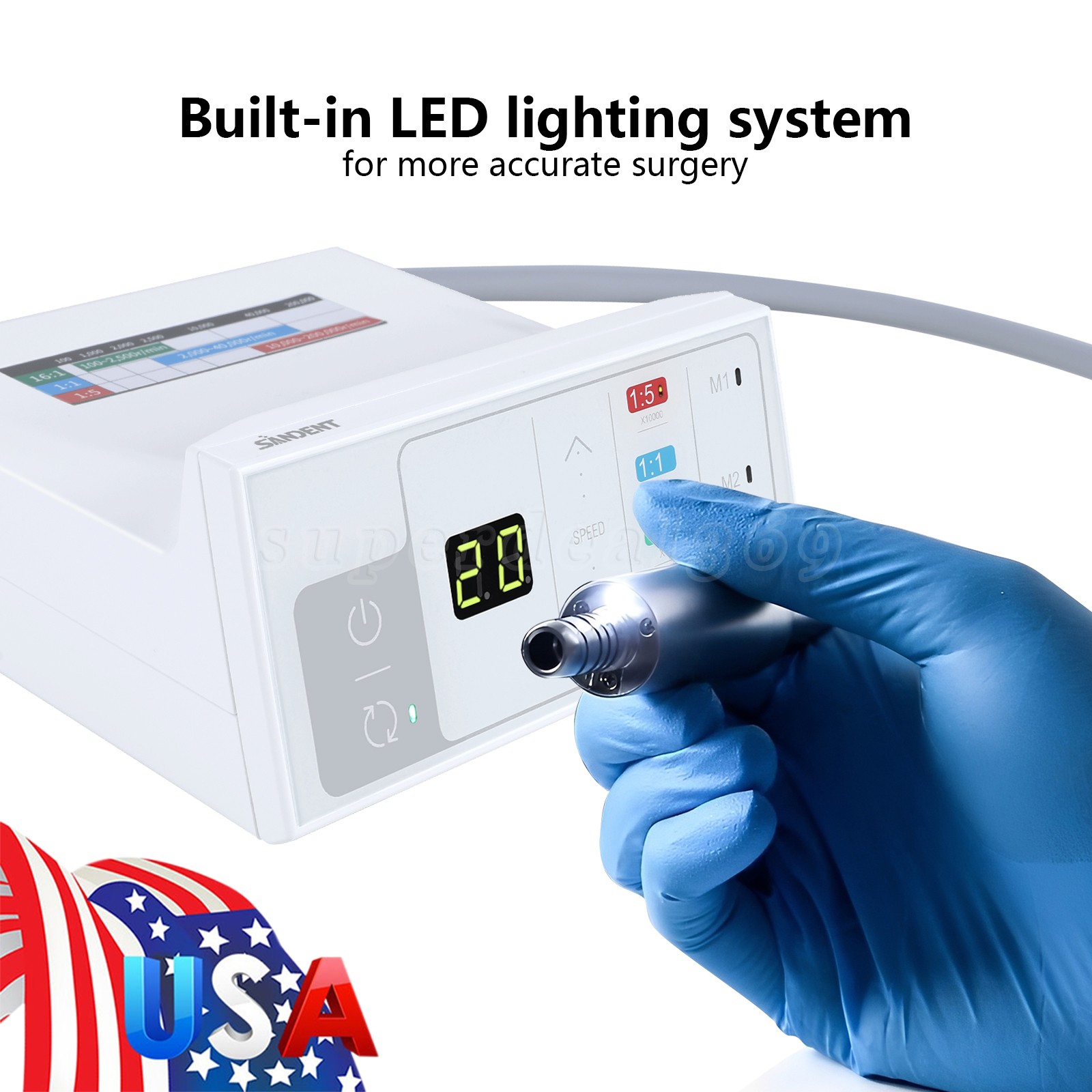 Dental Electric Handpiece Motor System LED Brushless Built-in 1:1 1:5 16:1 Modes