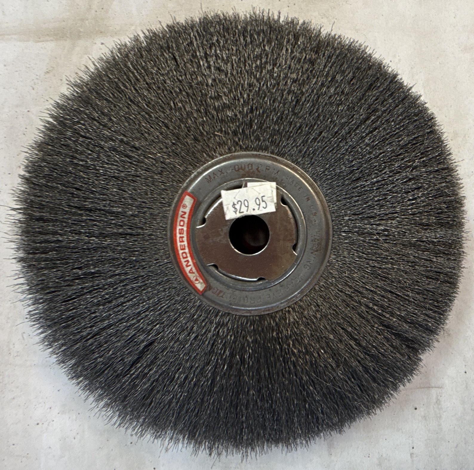 Anderson Crimped Steel Wire Wheel Brush, Arbor Hole, 6 in Dia, 0.010 in Wire